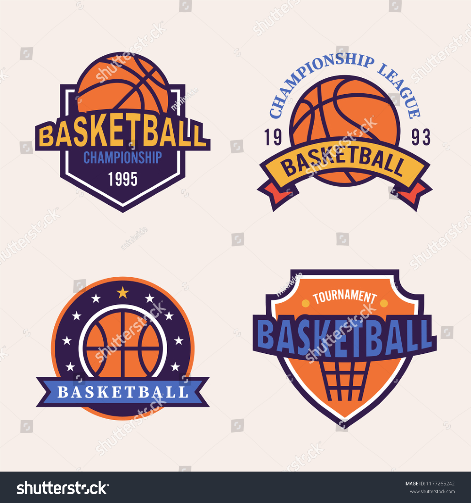 Basketball Logo Banner Flat Design Style Stock Vector (Royalty Free ...