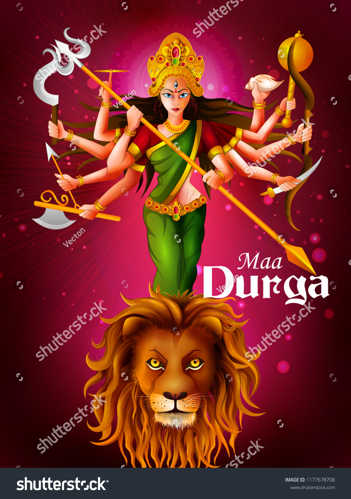 Happu Durga Puja Festival India Holiday Stock Vector (Royalty Free ...