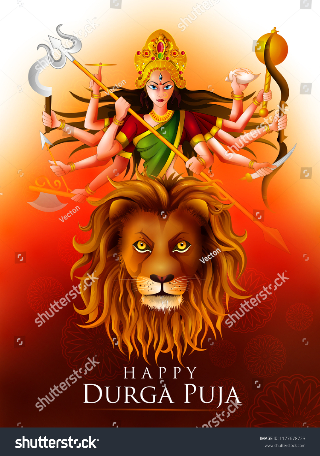 Happu Durga Puja Festival India Holiday Stock Vector (Royalty Free ...