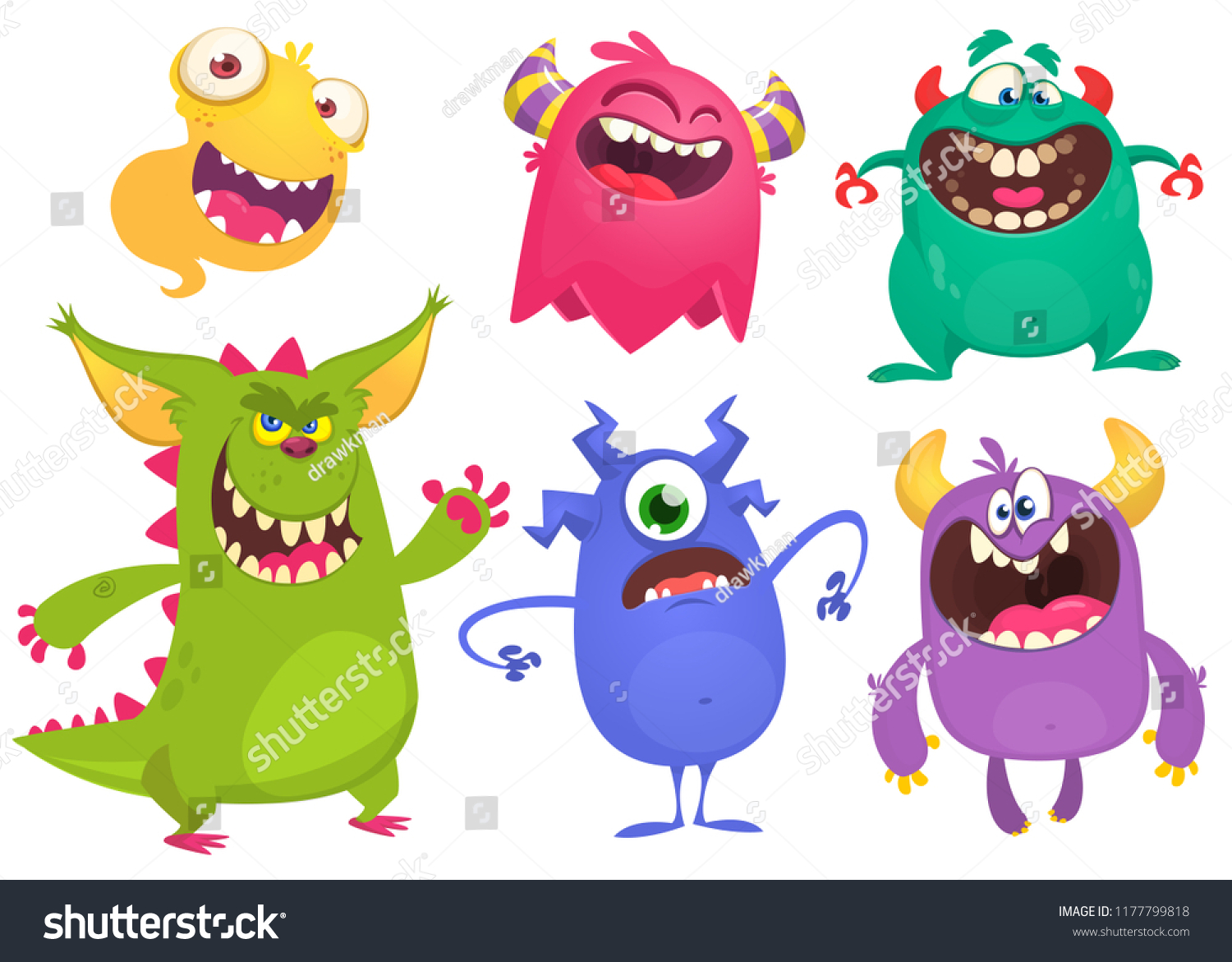 Cartoon Monsters Vector Set Cartoon Monsters Stock Vector (Royalty Free ...