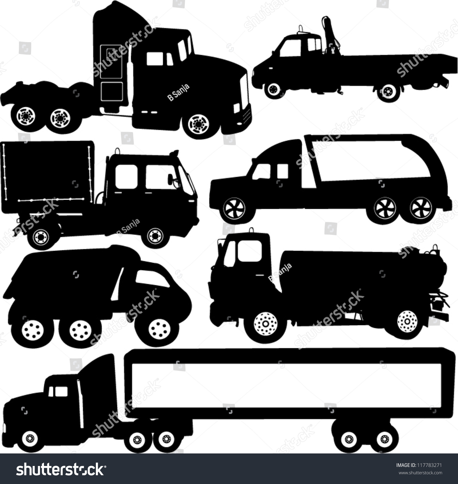 Truck Silhouettes Set Vector Stock Vector (Royalty Free) 117783271 ...