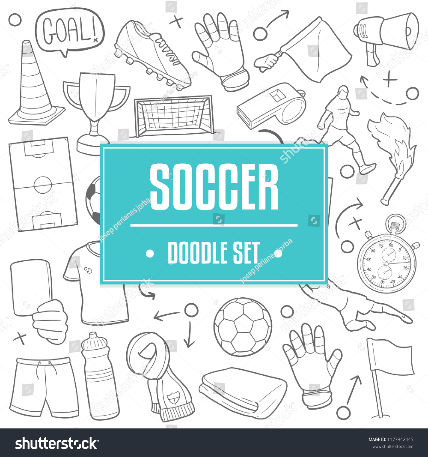 Soccer Sport Traditional Doodle Icons Sketch Stock Vector (Royalty Free ...