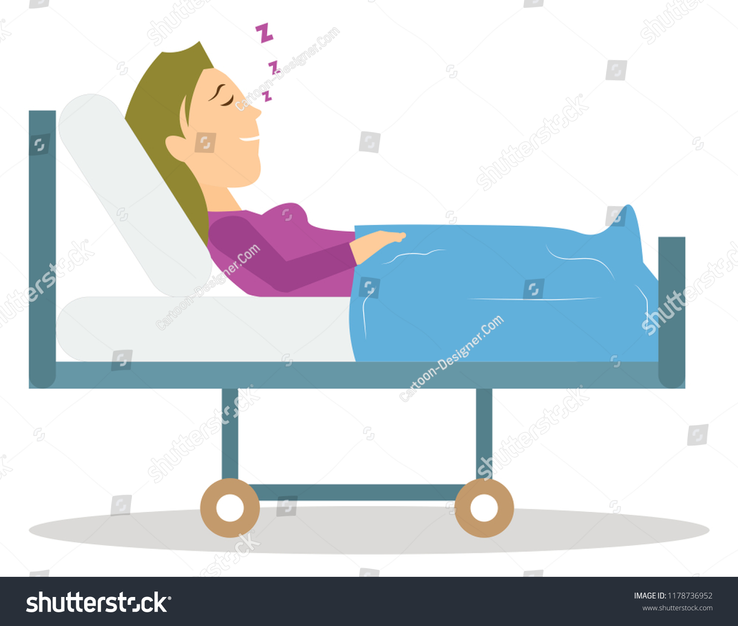 Girl Woman Lady Sleeping Hospital Bed Stock Vector Royalty Free