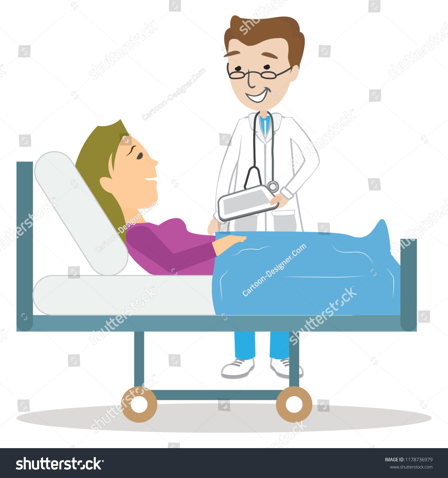 Male Doctor Talking Female Girl Lady Stock Vector (Royalty Free ...