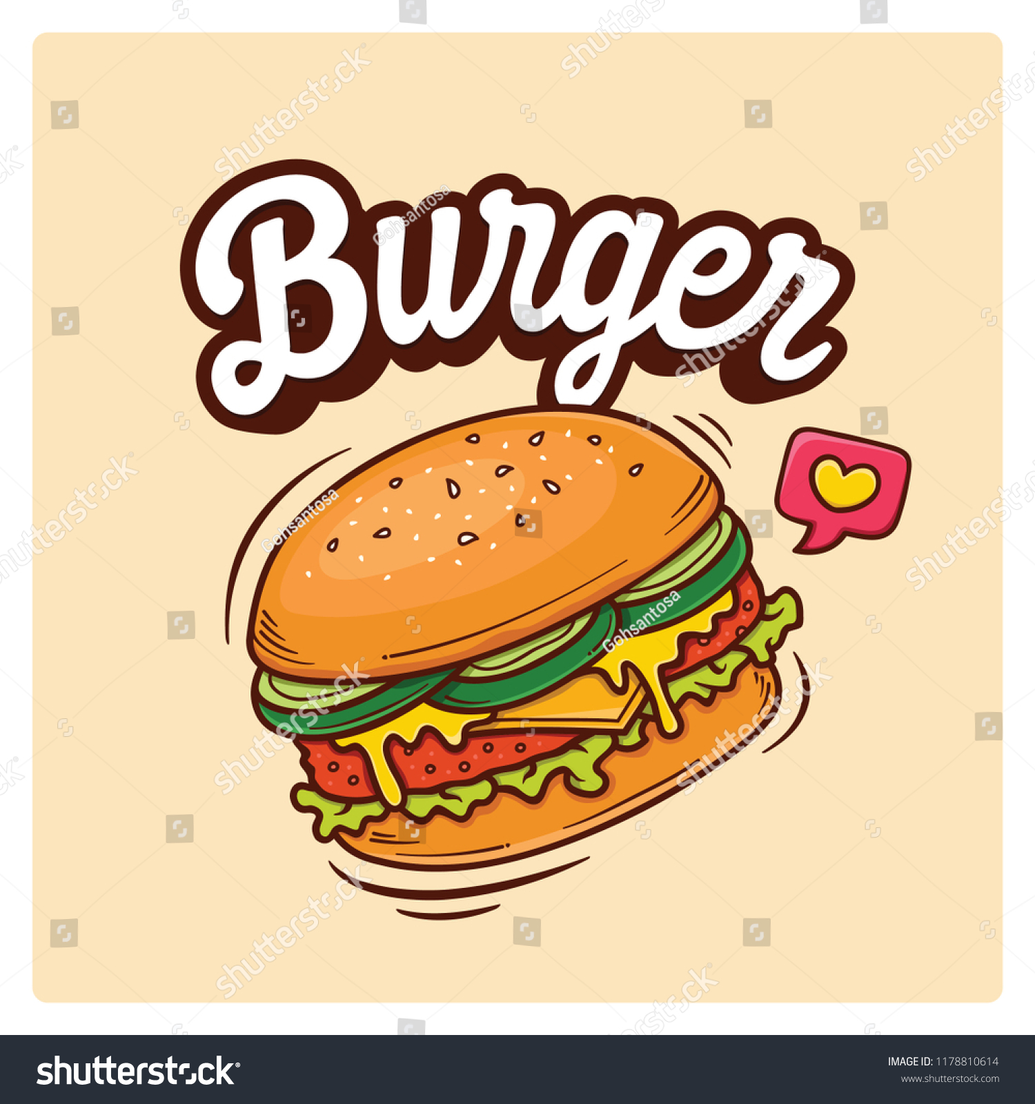 Hand Drawn Big Burger Vector Doodle Stock Vector (Royalty Free ...