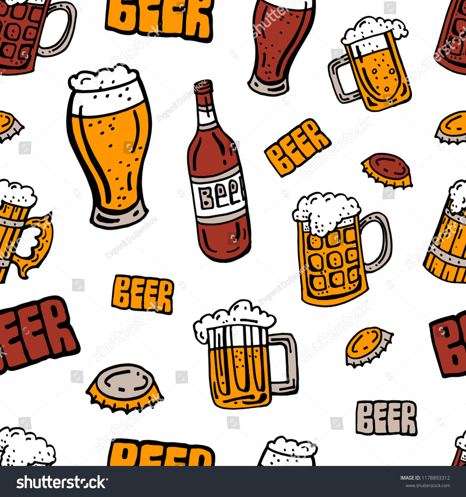 Seamless Background Glasses Beer Mugs Vector Stock Vector (Royalty Free ...