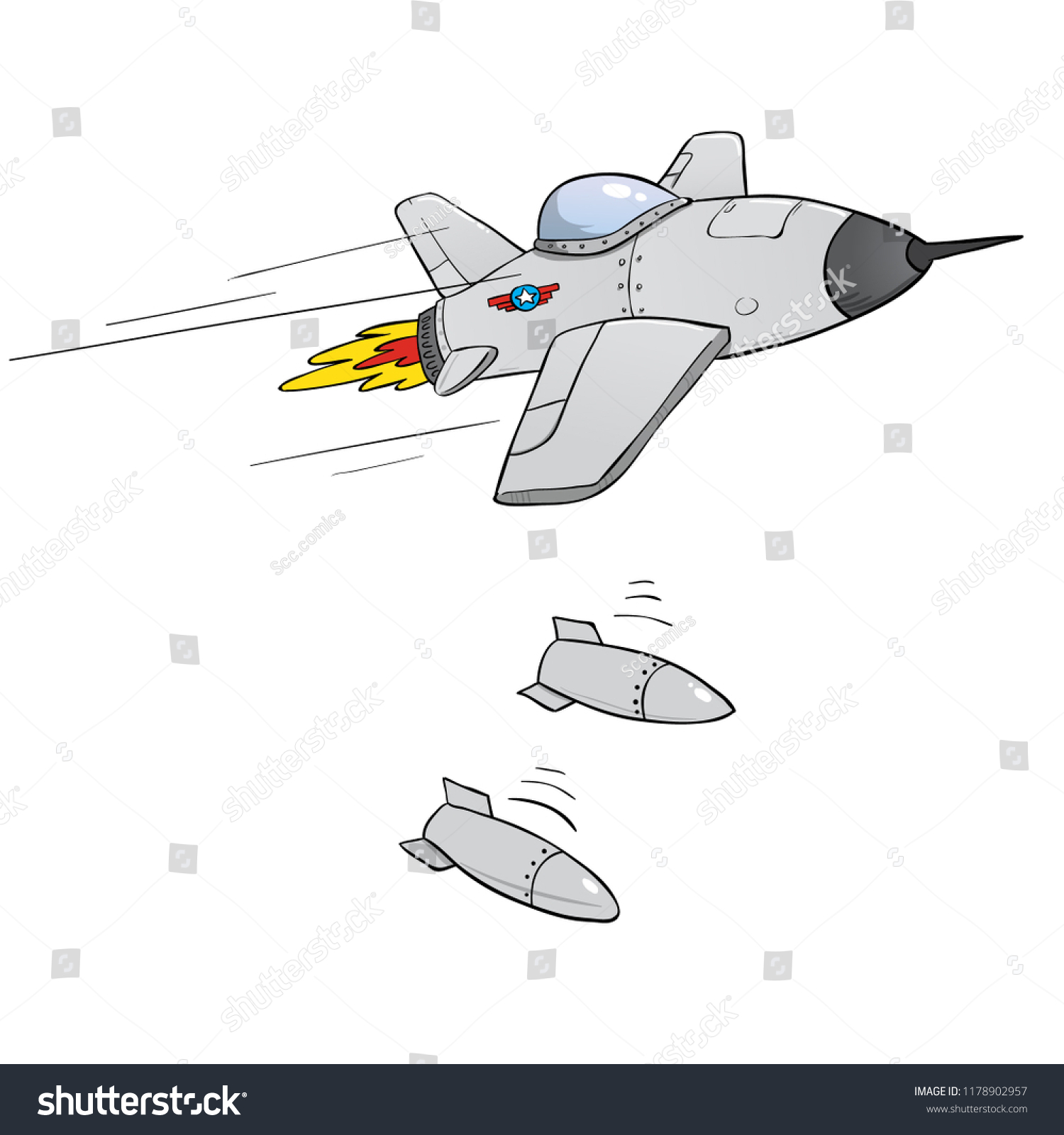 Airplane Flying Bombing Stock Vector (Royalty Free) 1178902957 ...