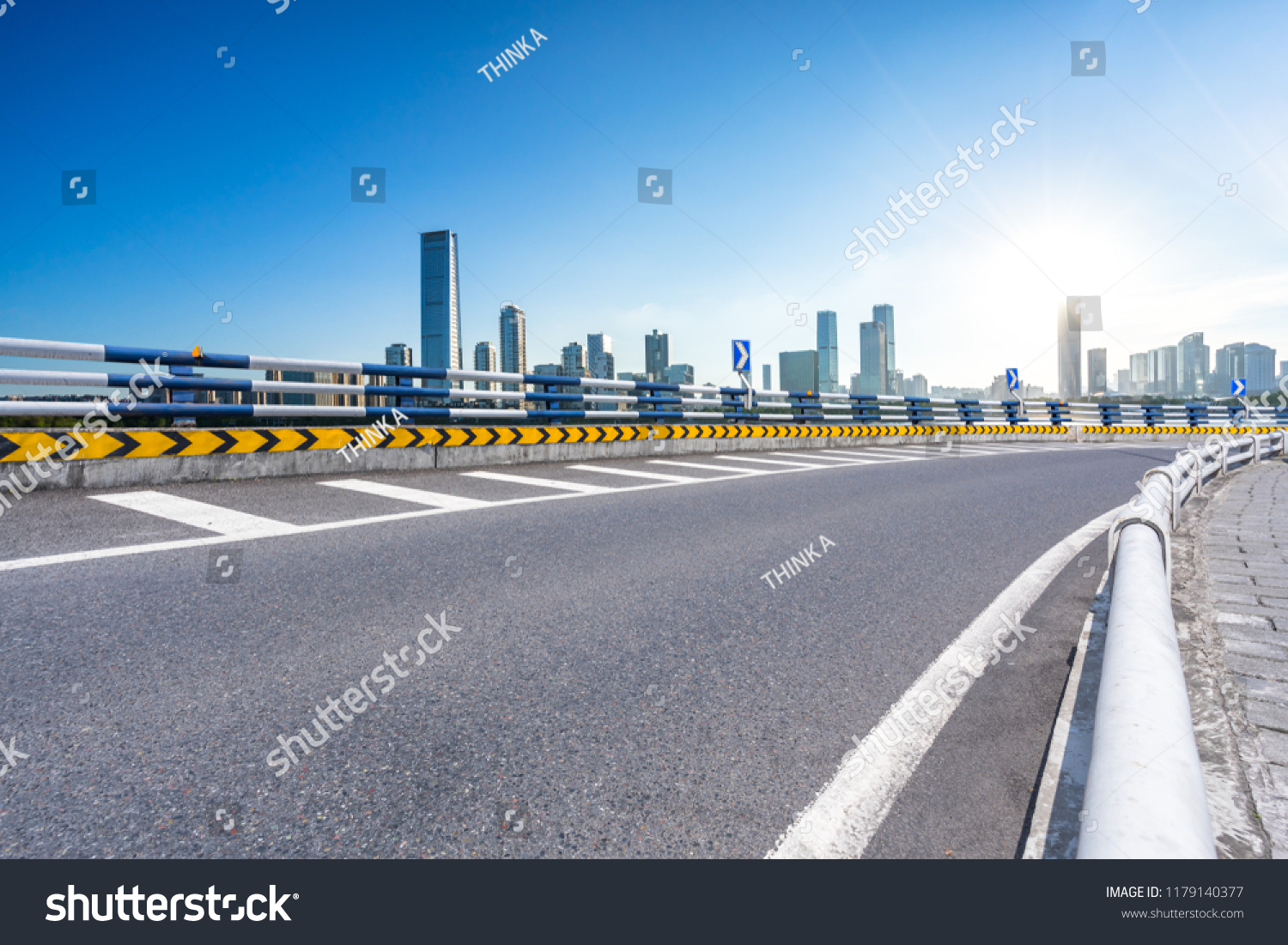 Empty Asphalt Road City Skyline Stock Photo 1179140377 | Shutterstock