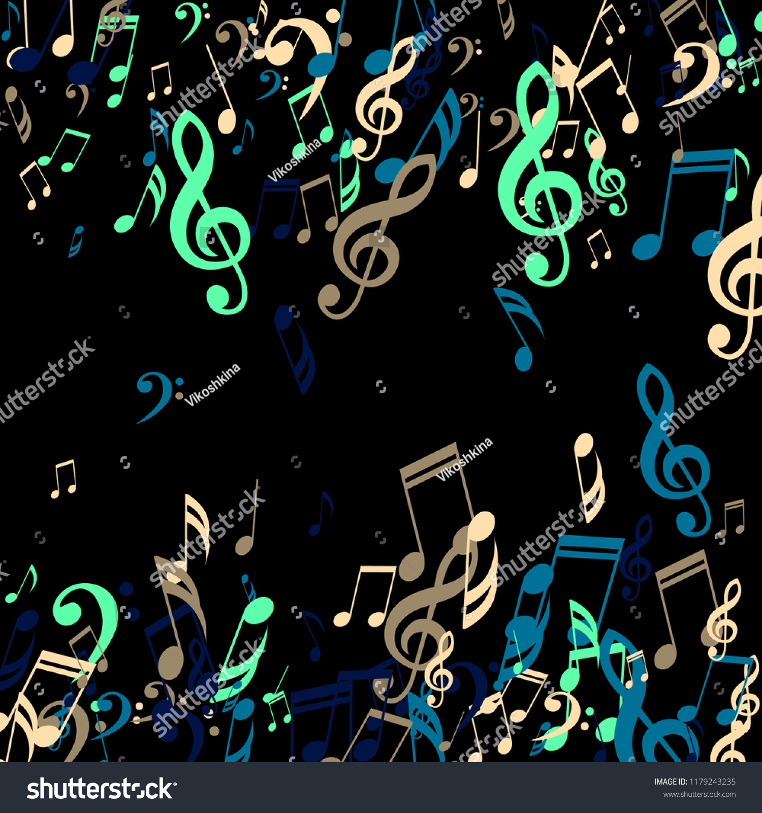 Falling Musical Symbols Trendy Background Notes Stock Vector (Royalty ...