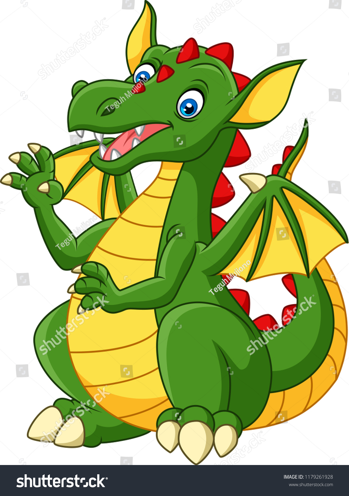 Cartoon Happy Dragon Isolated On White Stock Vector (Royalty Free ...