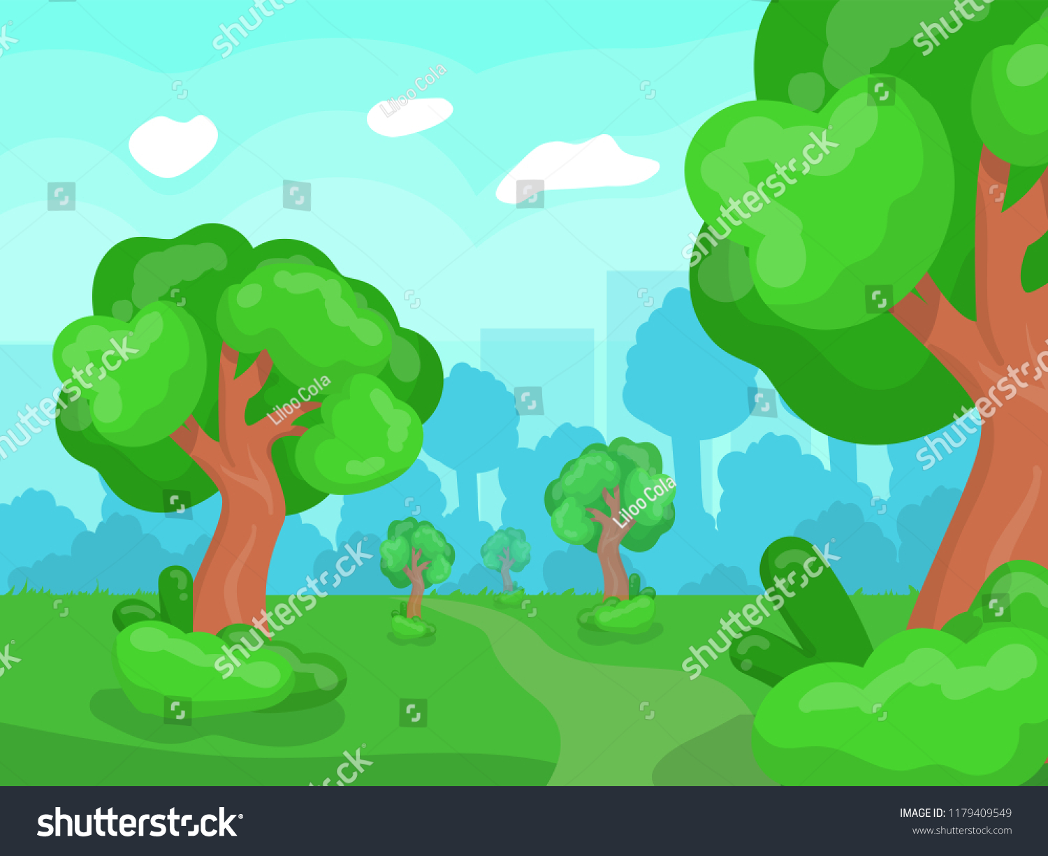 Forest 2d Cartoon Game Landscape Vector Stock Vector (Royalty Free ...