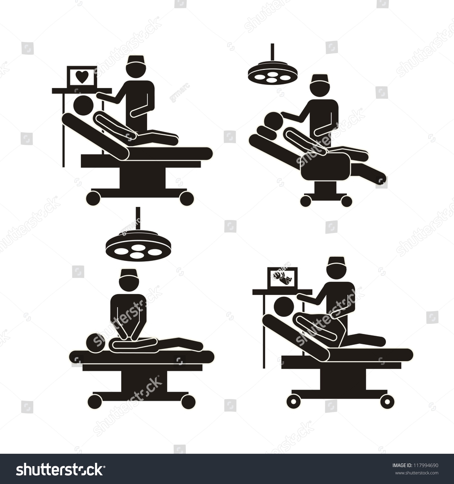 Illustration Life Icons Operating Table Dentist Stock Vector (Royalty ...