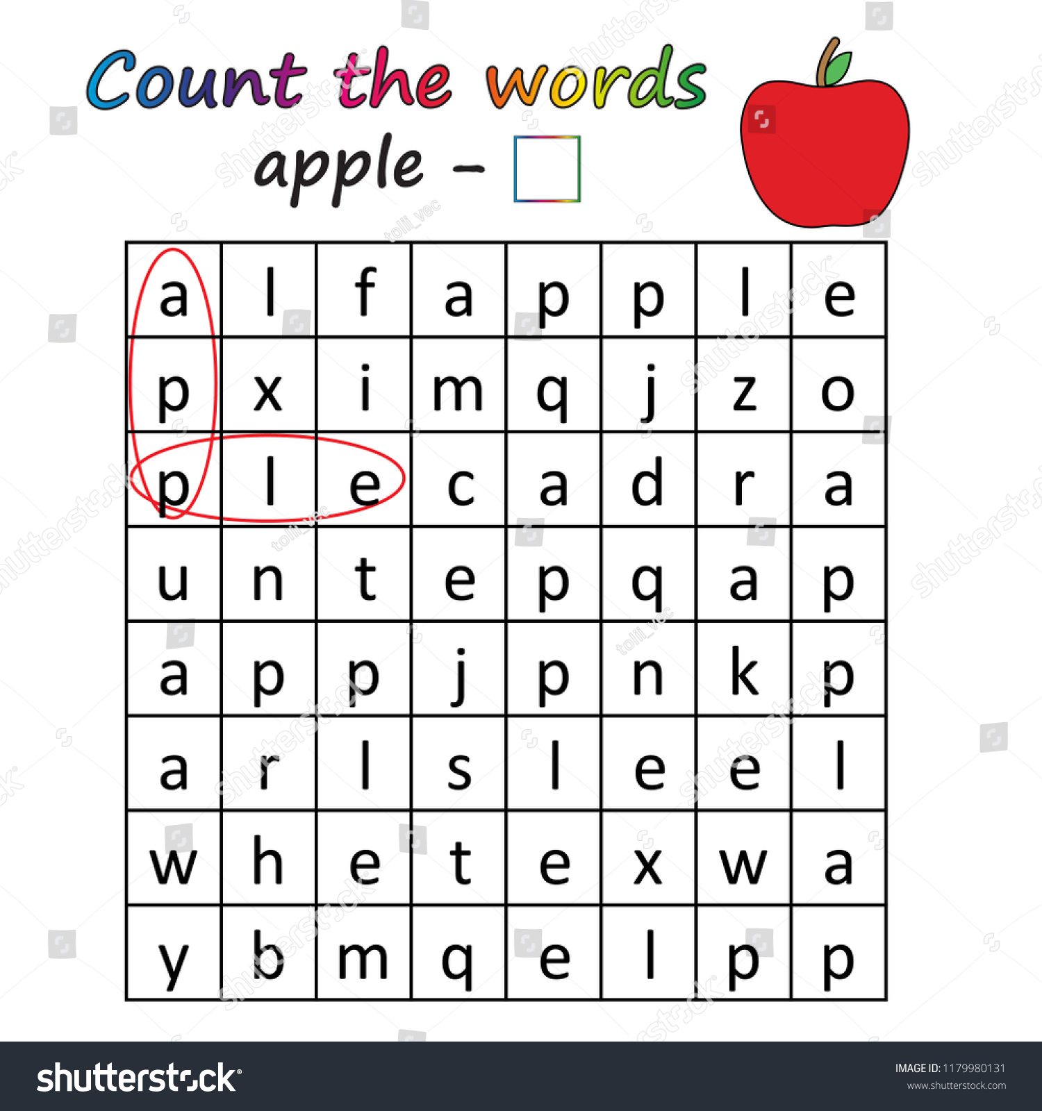 Game Kids Find Count Words Worksheet Stock Vector (Royalty Free ...