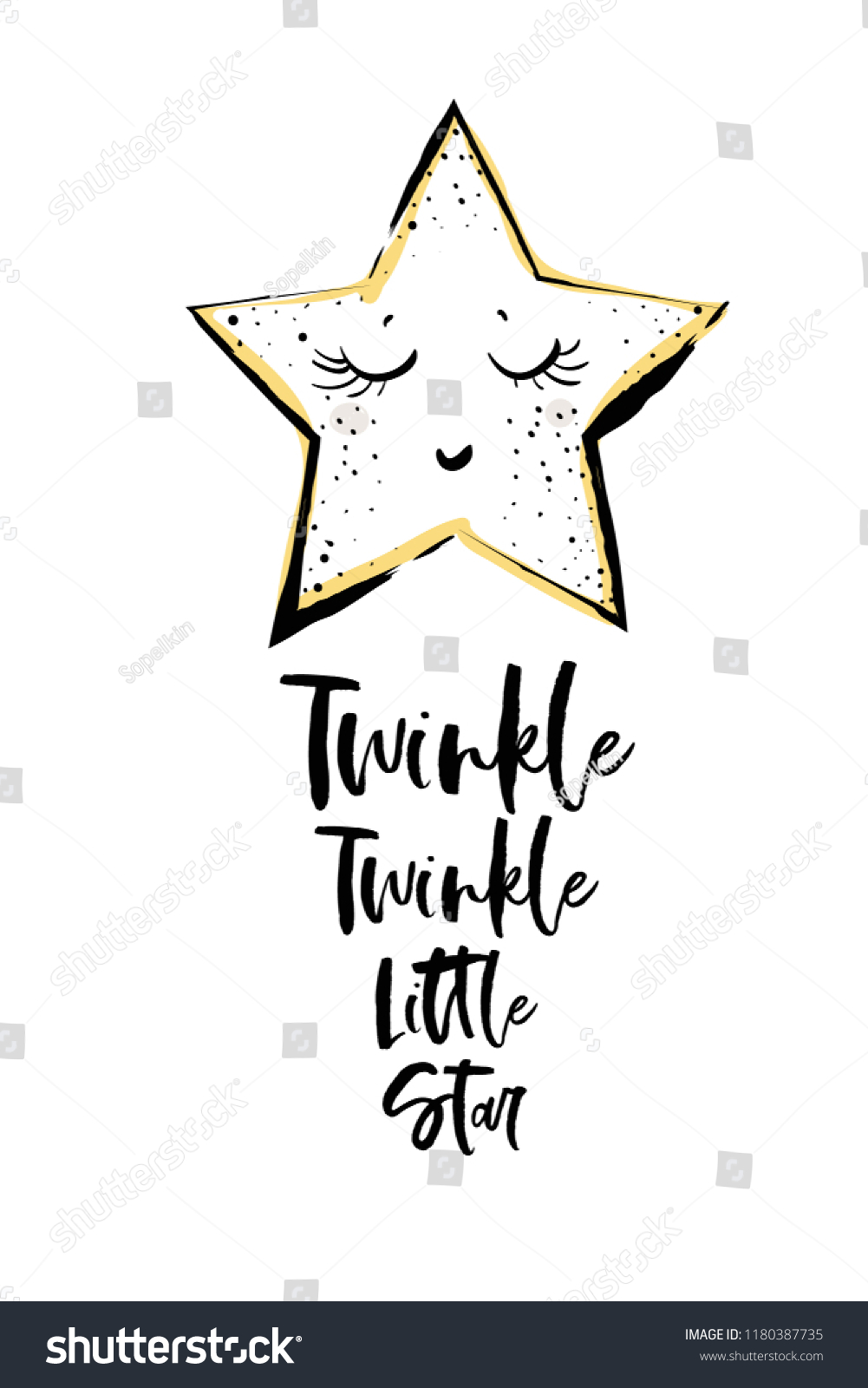 Cute Star Face Twinkle Twinkle Little Stock Vector (Royalty Free ...