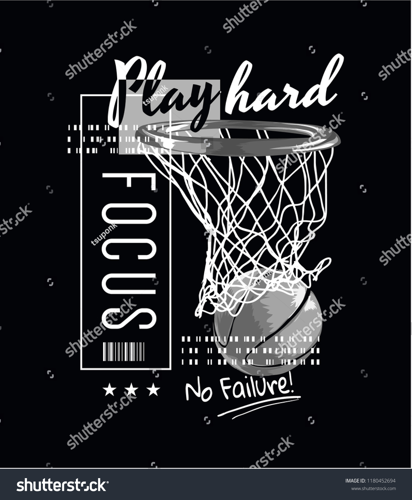 Typografischer Slogan mit Basketballgrafik