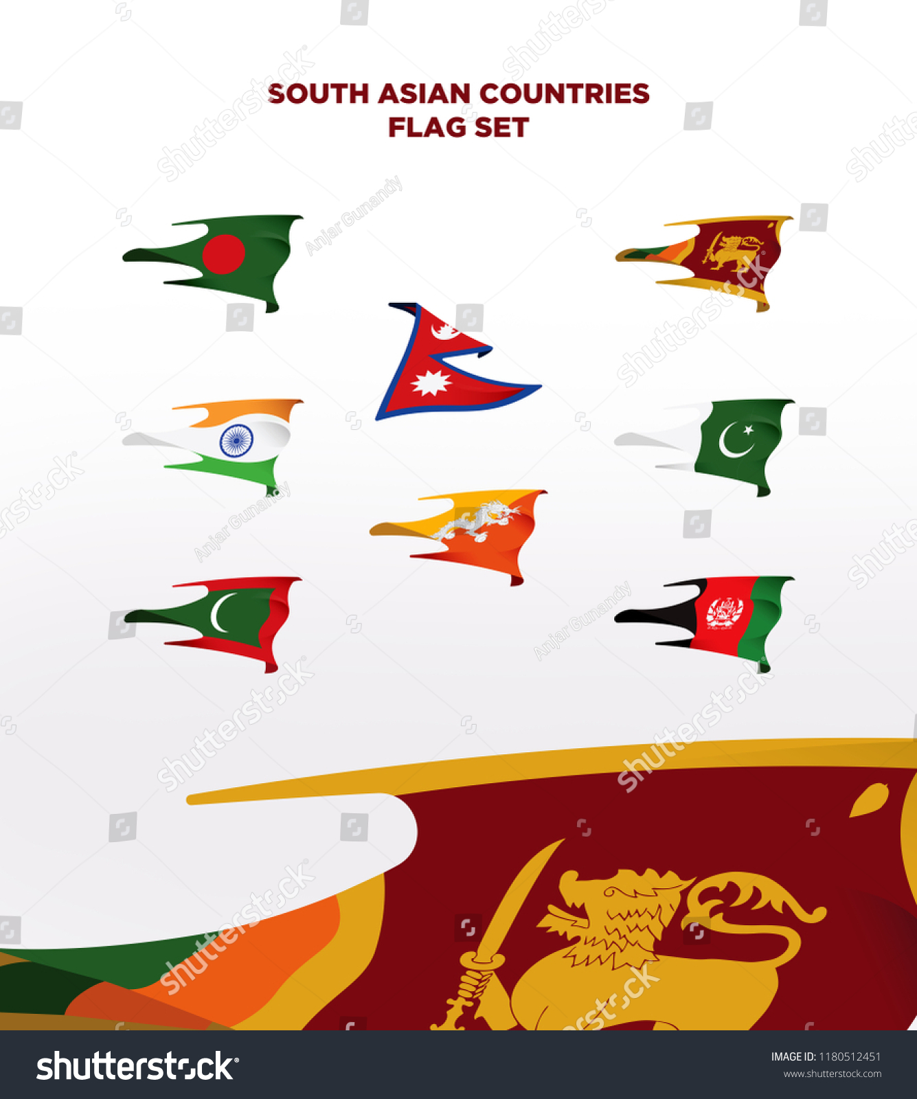 south-asian-countries-realistic-flag-set-stock-vector-royalty-free