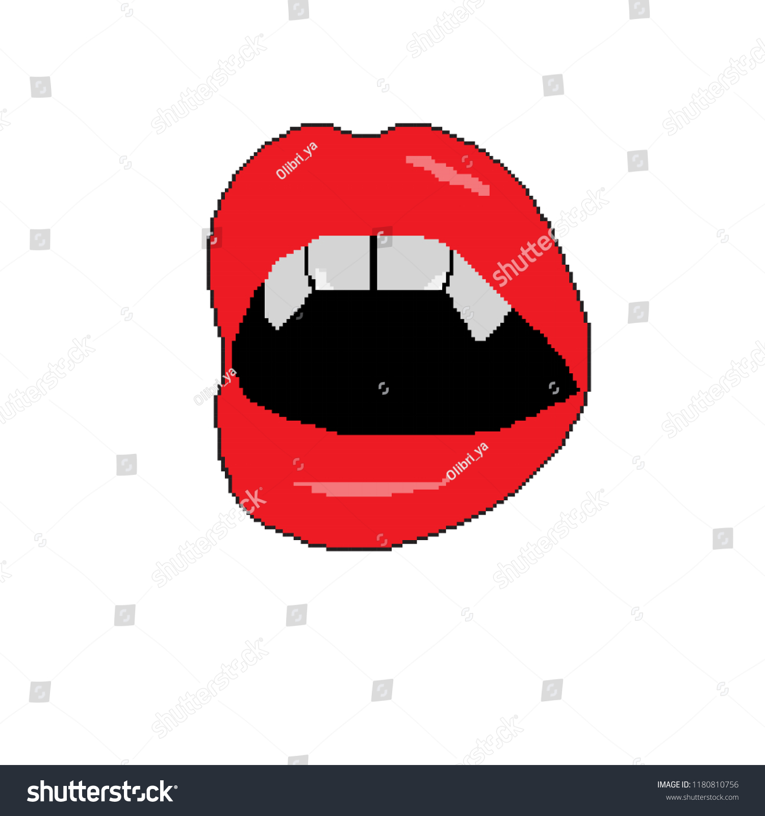 Red Lips Vampires Teeth On White Stock Vector (Royalty Free) 1180810756 ...