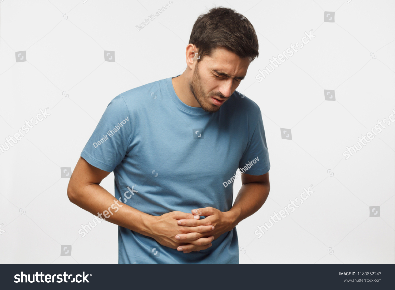 Upset Unhappy Young Man Holding His Stock Photo 1180852243 | Shutterstock