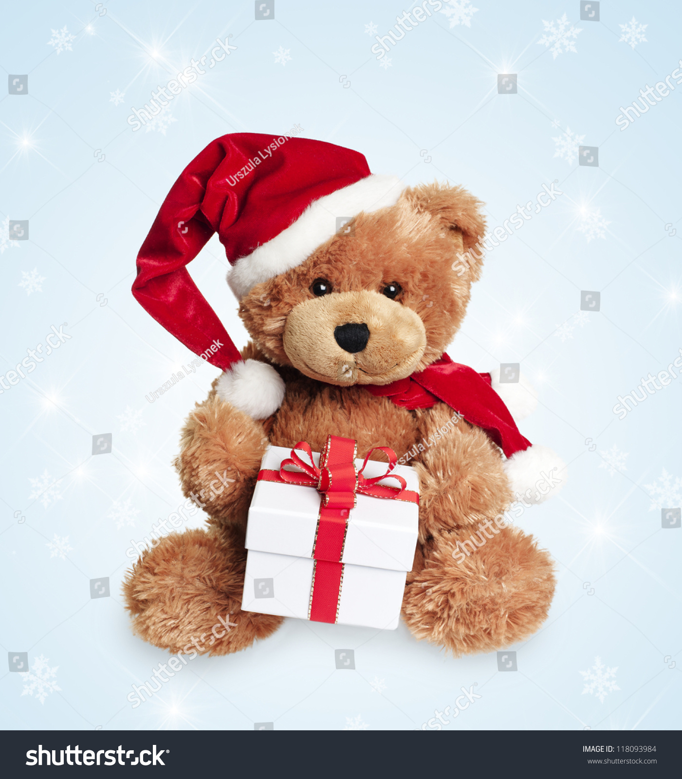 teddy bear with christmas hat