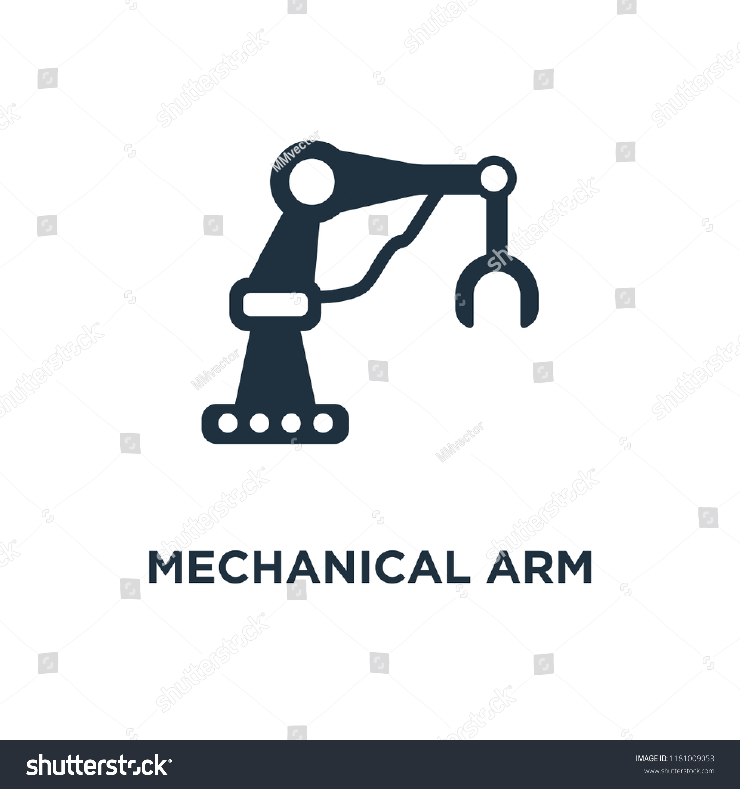 Mechanical Arm Icon Black Filled Vector Stock Vector (Royalty Free ...