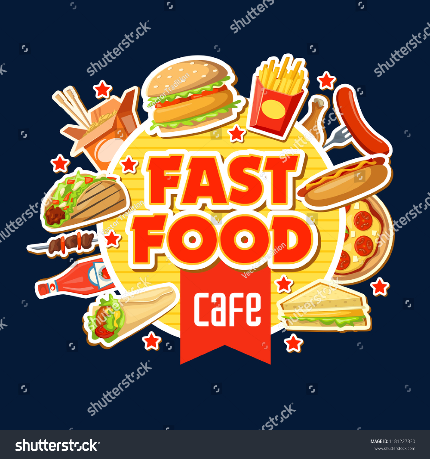 Fast Food Cafe Poster American Mexican Stock Vector Royalty Free 1181227330 Shutterstock 9306