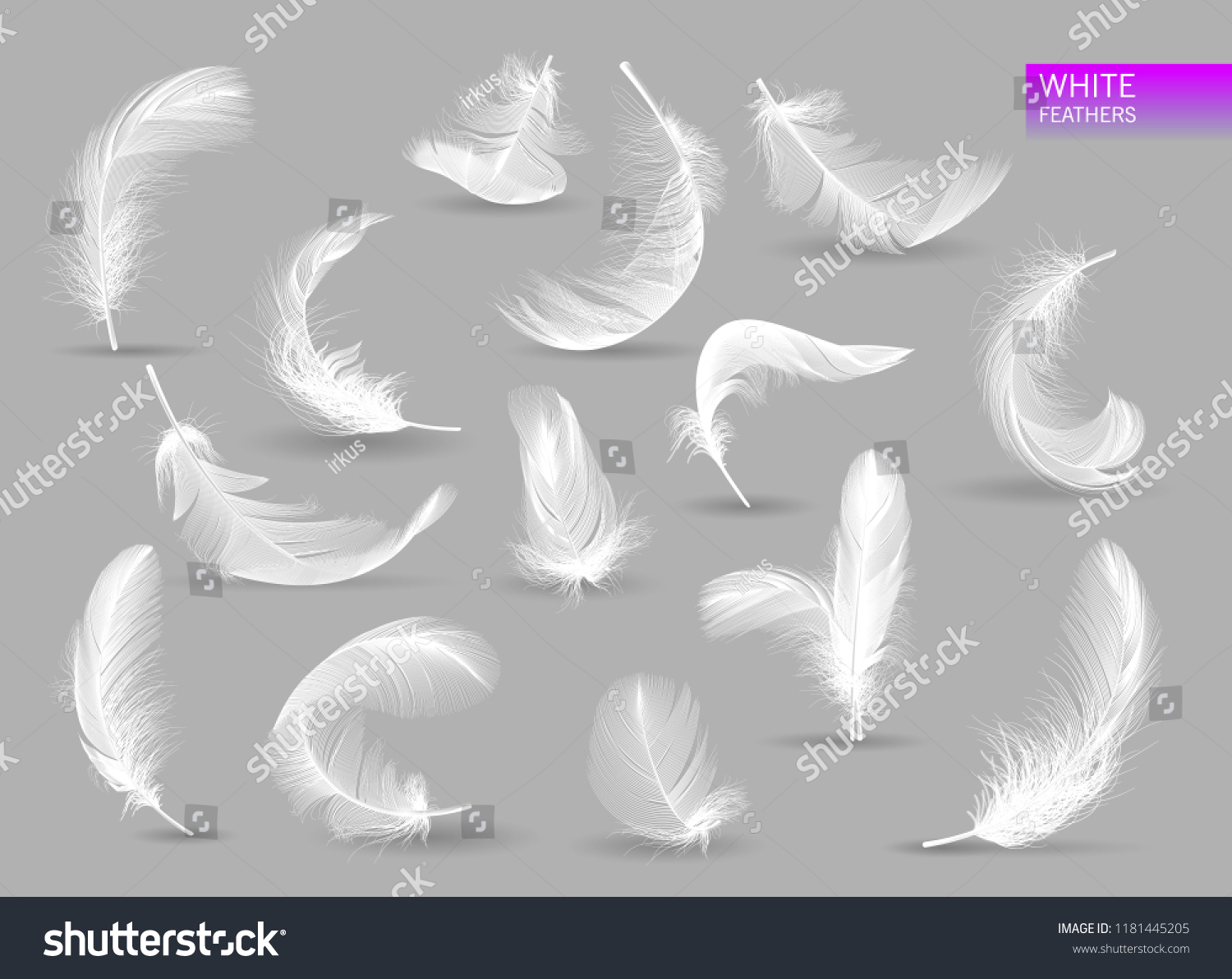 Realistic Feathers White Bird Falling Feather Stock Vector (Royalty ...