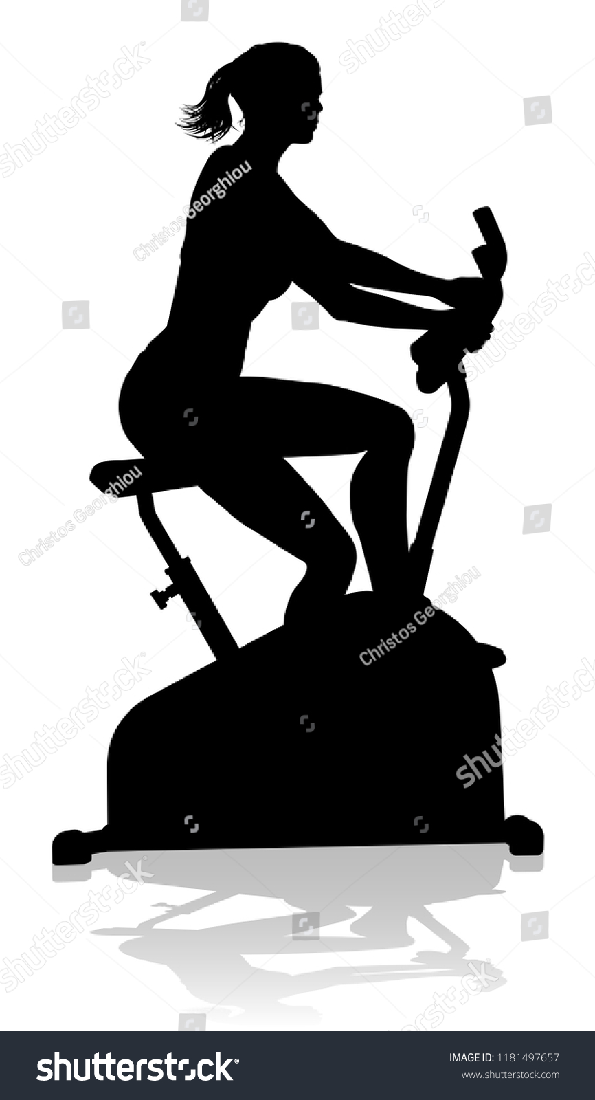 Woman Silhouette Using Stationary Exercise Spin Stock Vector (Royalty ...