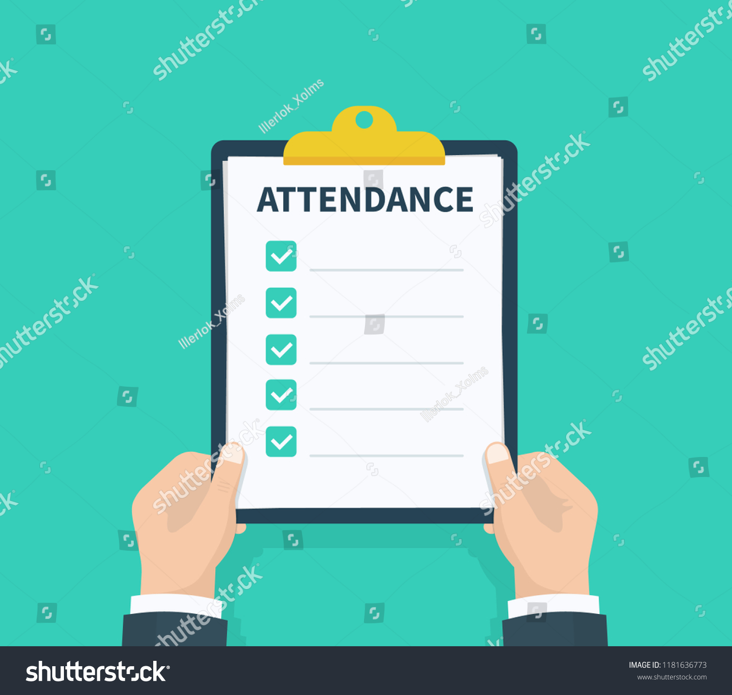 Man Hold Attendance Clipboard Checklist Questionnaire Stock Vector ...