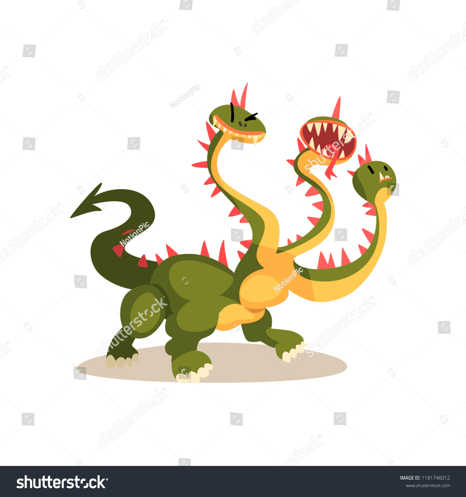 Three Headed Dragon Ancient Mythical Creature Stock Vector (Royalty ...