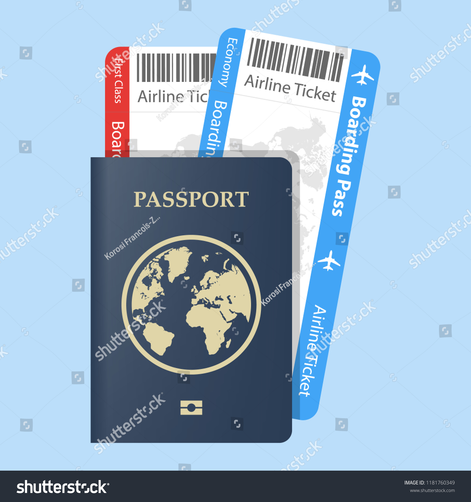 Vector Passport Tickets Air Travel Concept Stock Vector Royalty Free 1181760349 Shutterstock