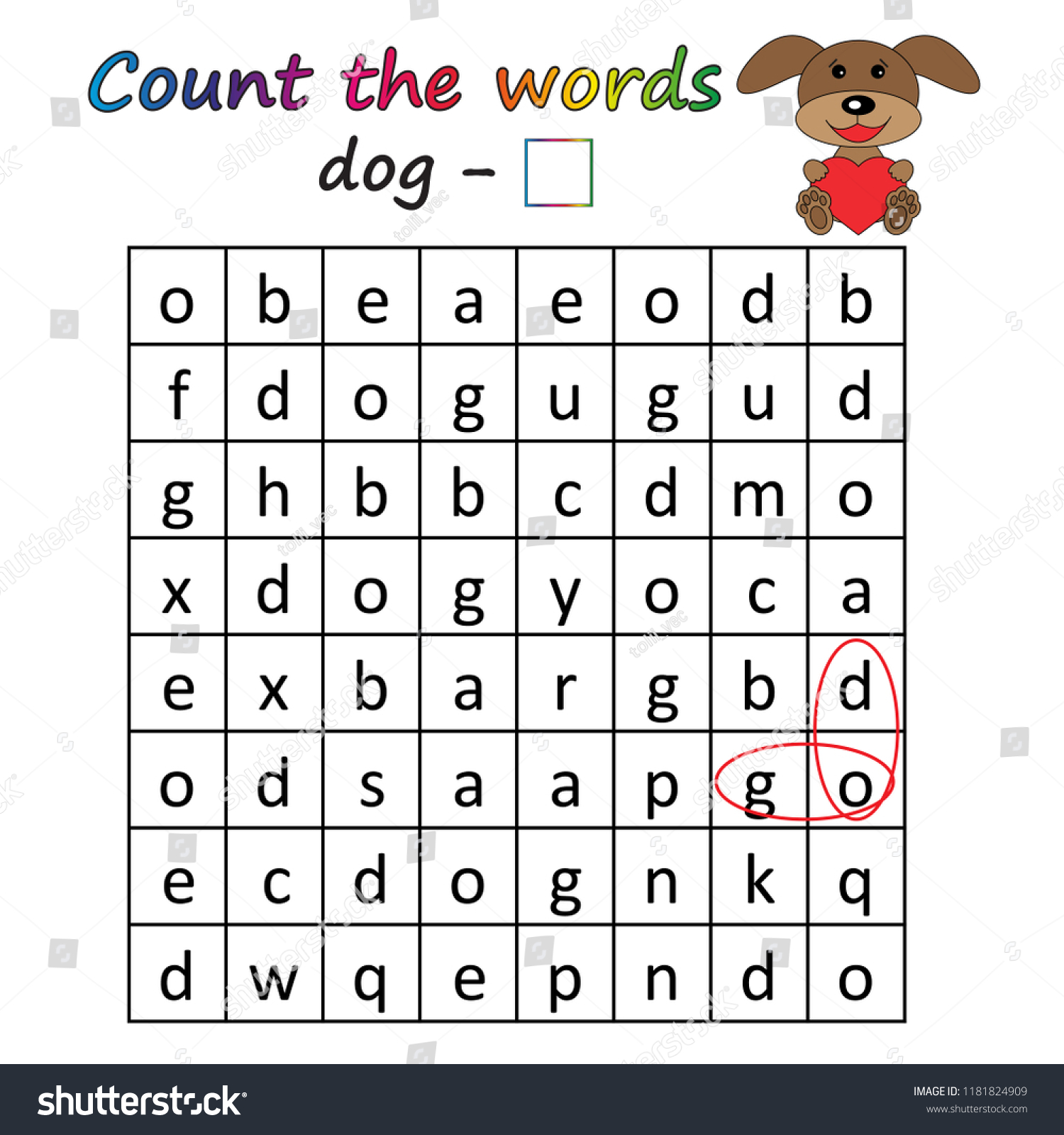 Worksheet Game Kids Find Count Words Stock Vector (Royalty Free ...