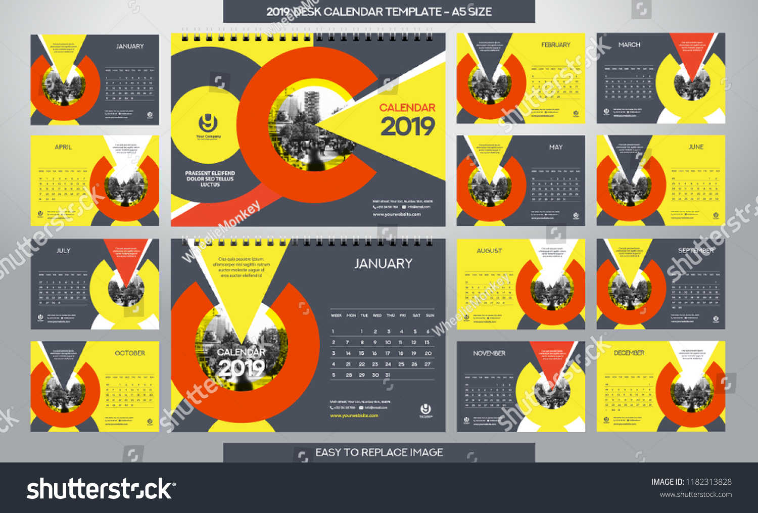 desk-calendar-2019-template-12-months-stock-vector-royalty-free