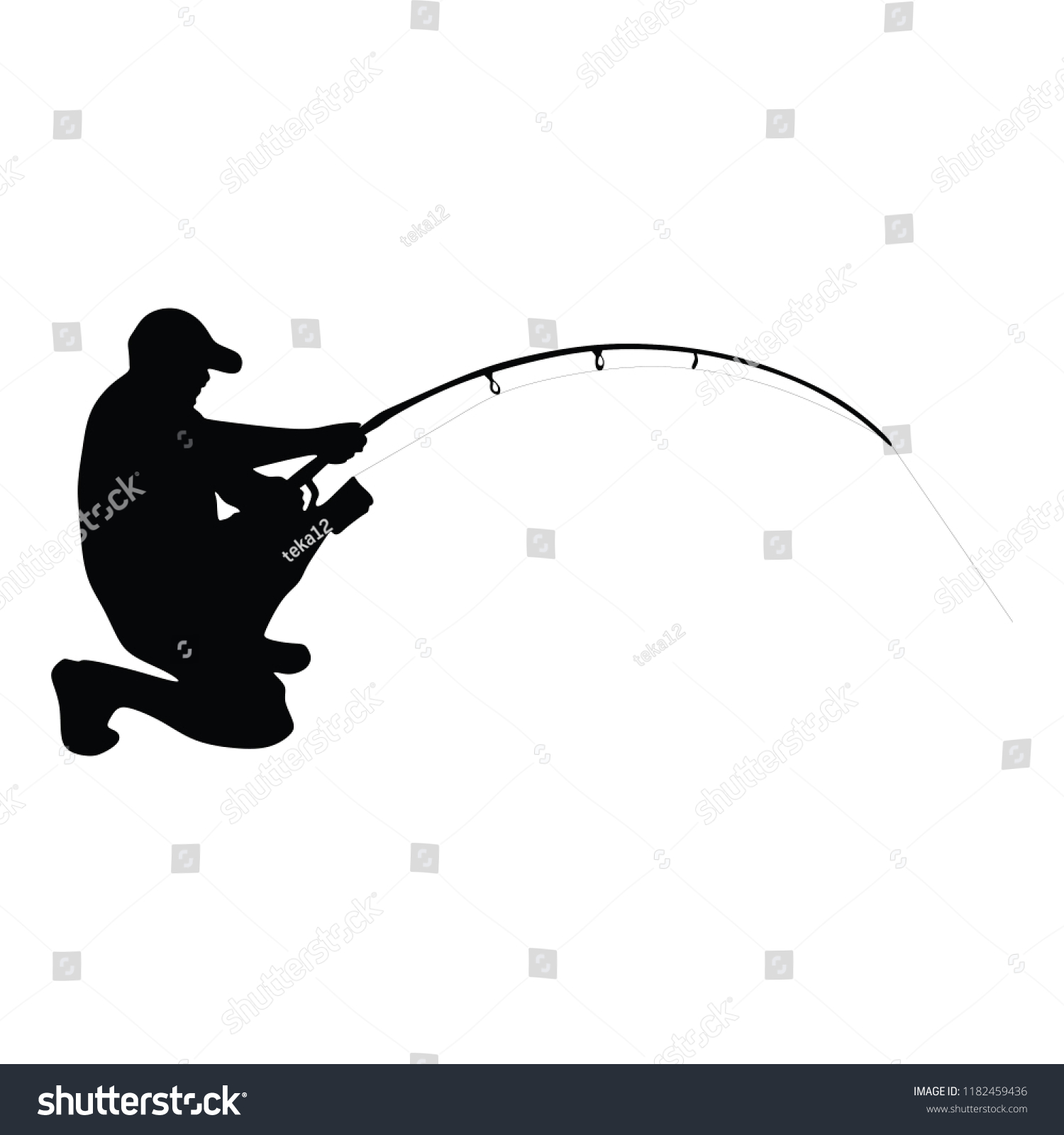 Fisherman Vector Illustration Isolated On White Stock Vector (Royalty ...