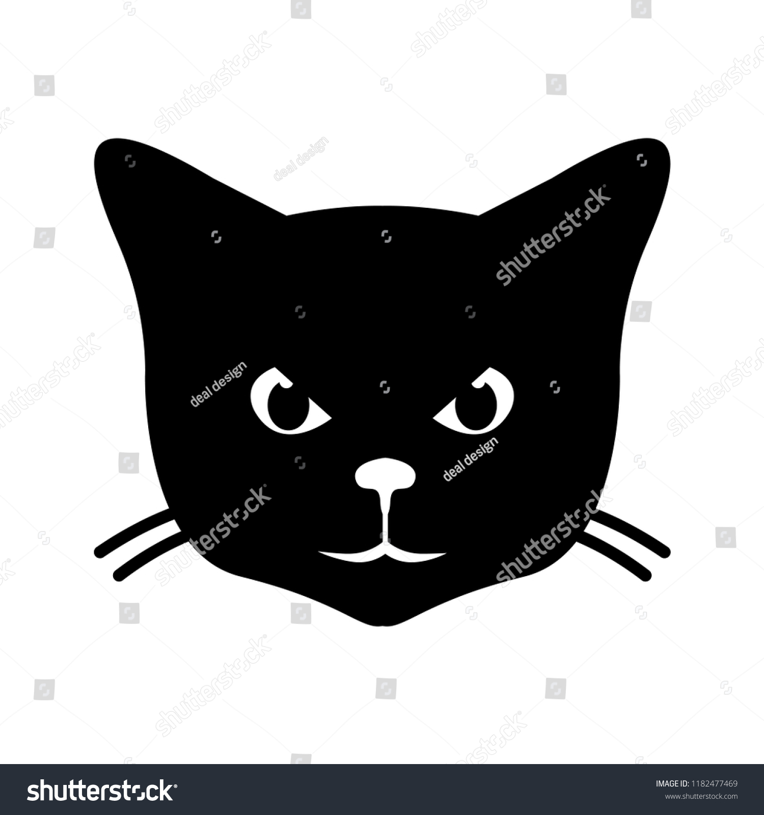 Angry Cute Kitten Face Black White Stock Vector (Royalty Free ...