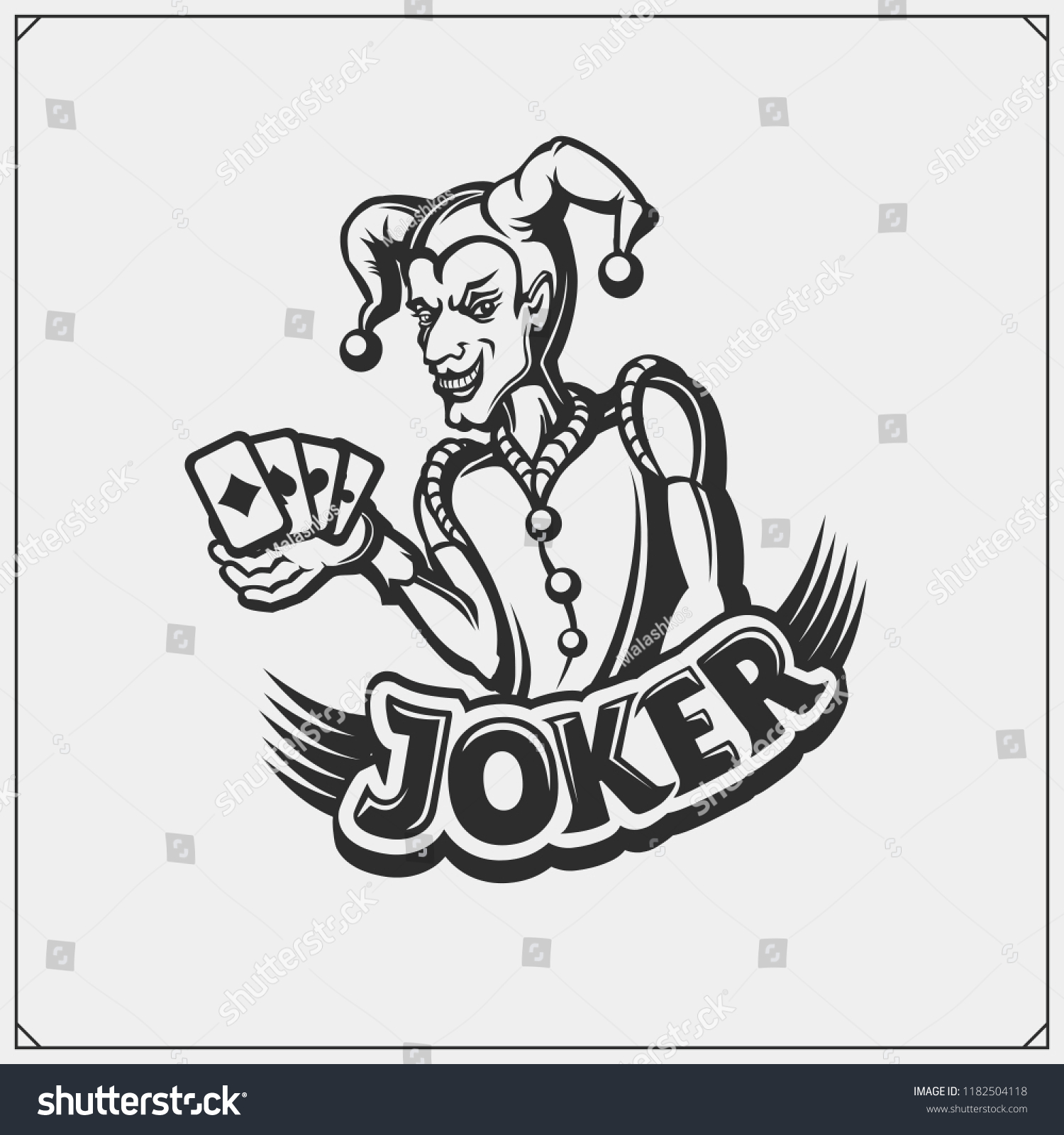 Poker Emblem Joker Head Stock Vector (Royalty Free) 1182504118 ...