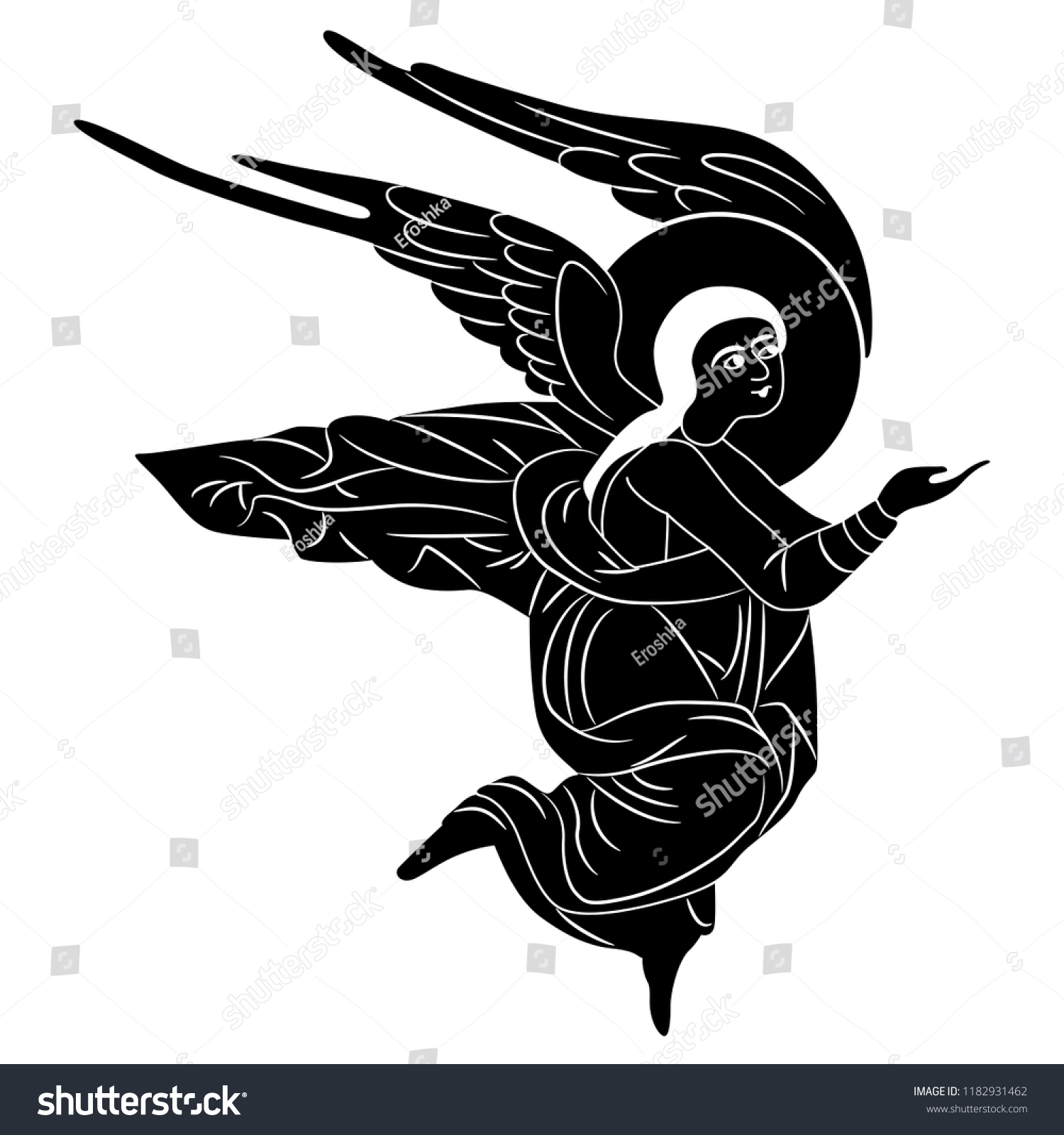 Isolated Vector Illustration Flying Angel Based Stock Vector (Royalty ...