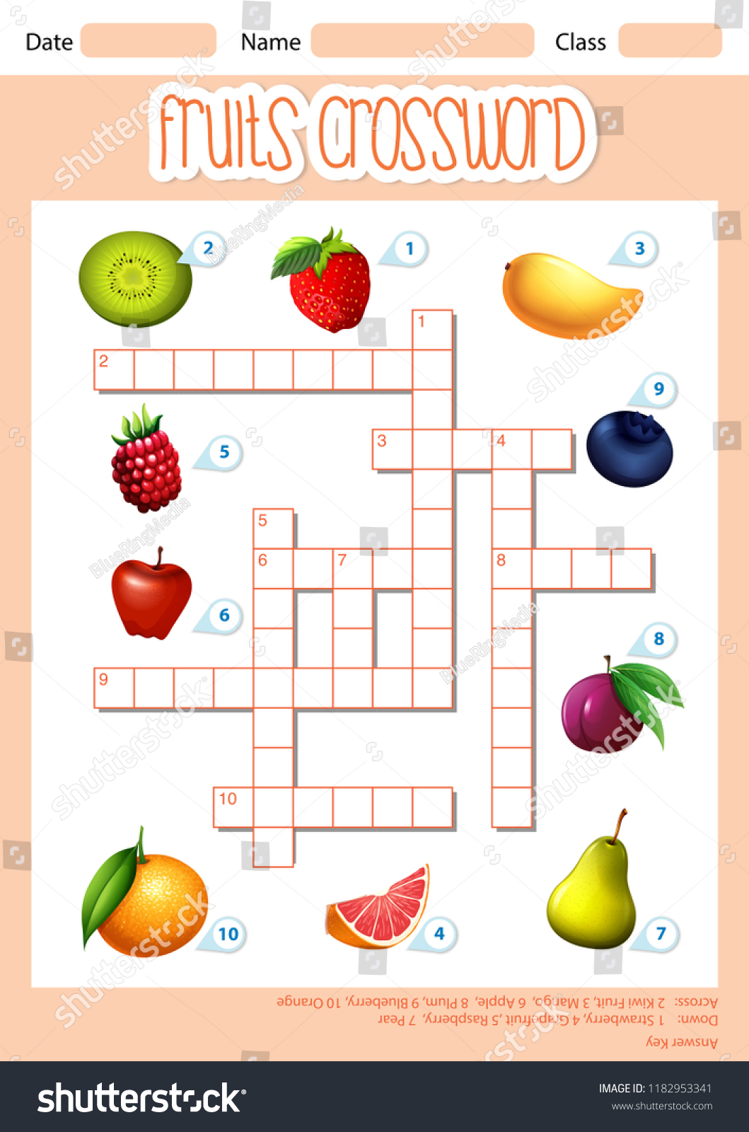 Fruits Crossword Template Illustration Stock Vector (Royalty Free ...