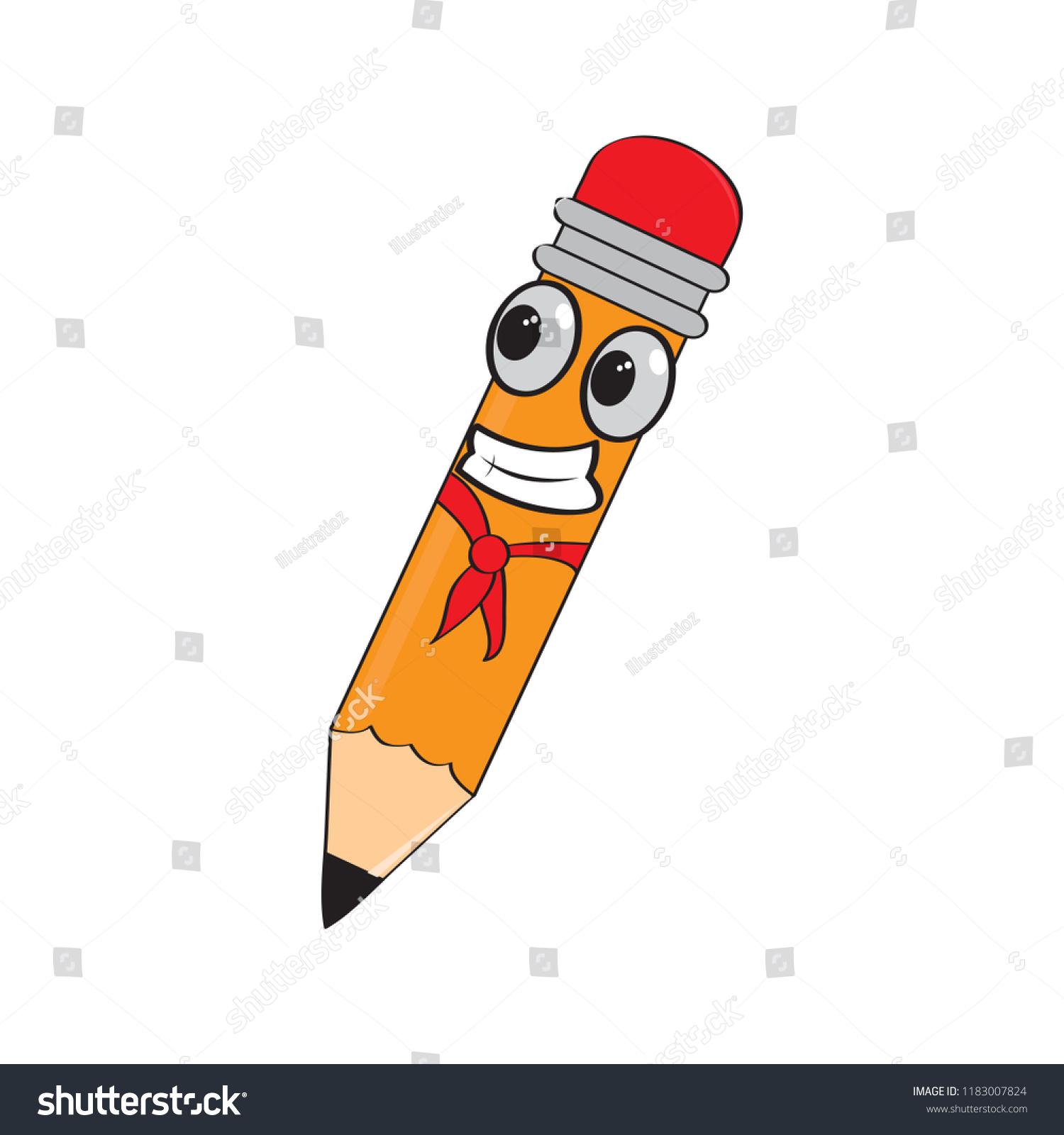 Happy Pencil Cartoon Character Stock Vector (Royalty Free) 1183007824 ...