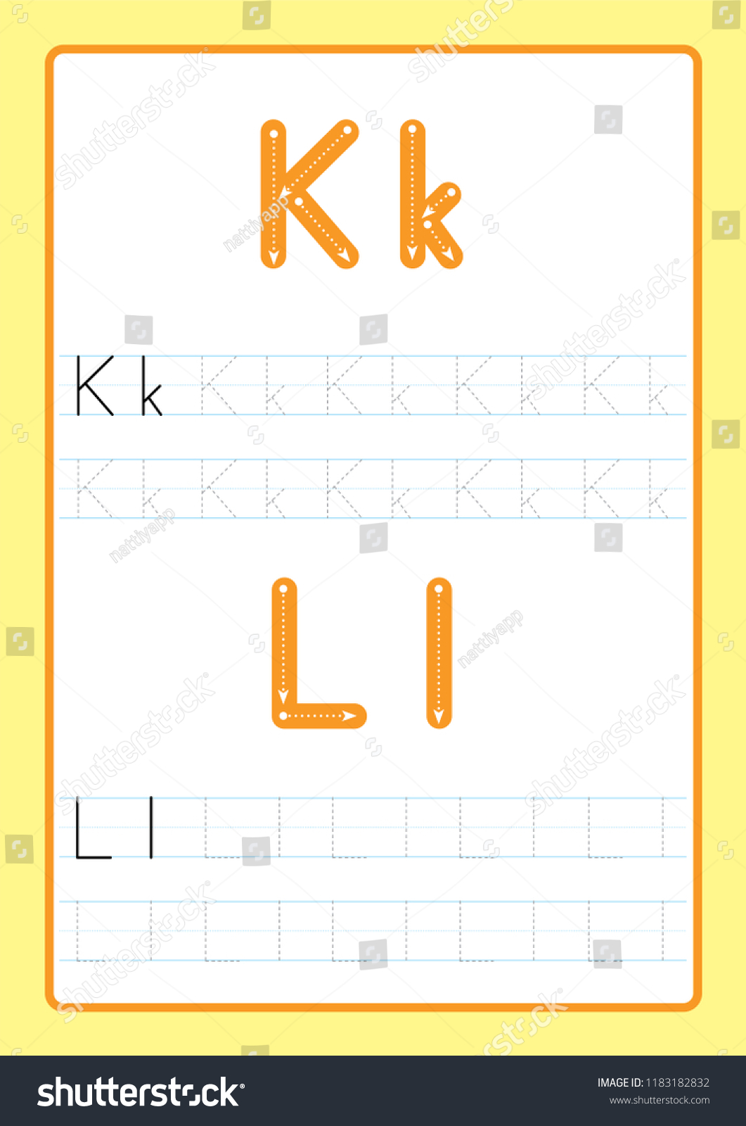 Alphabet Letters Tracing Worksheet Alphabet Letters Stock Vector ...