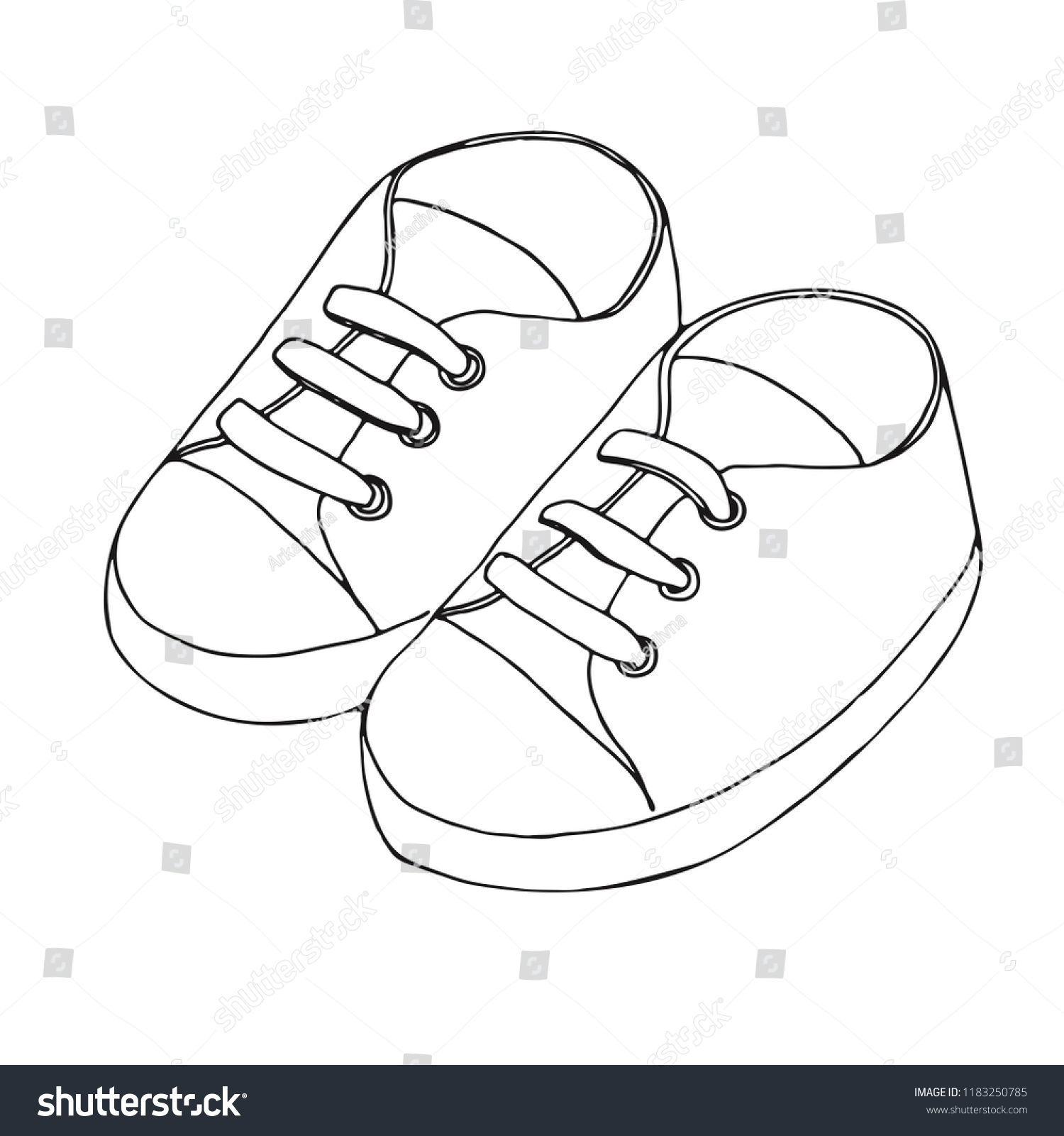 Sketch Sneakers Baby Pair Shoes Isolated Stock Vector (Royalty Free ...