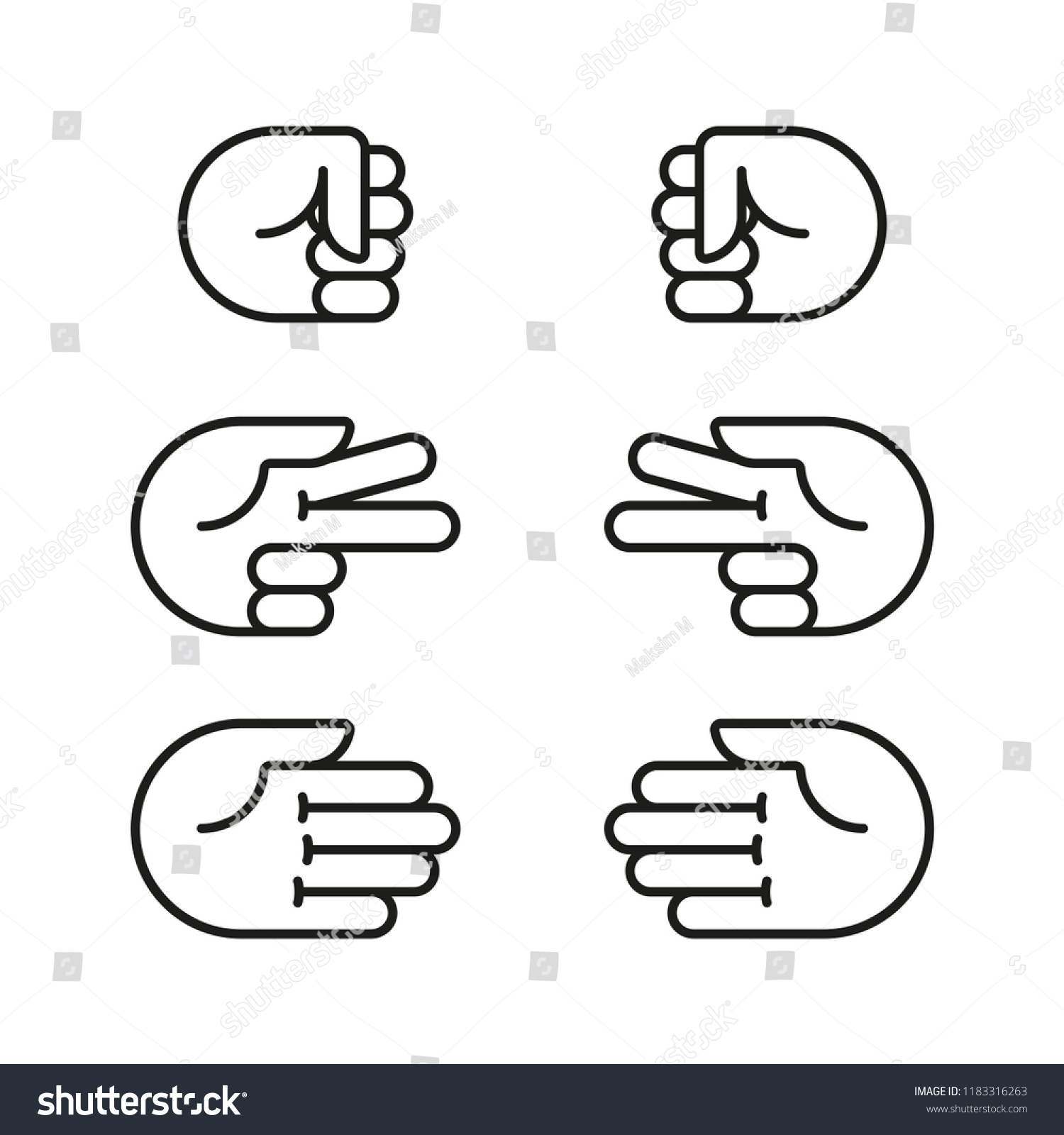 Rock Paper Scissors Hand Gesture Icons Stock Vector (Royalty Free ...