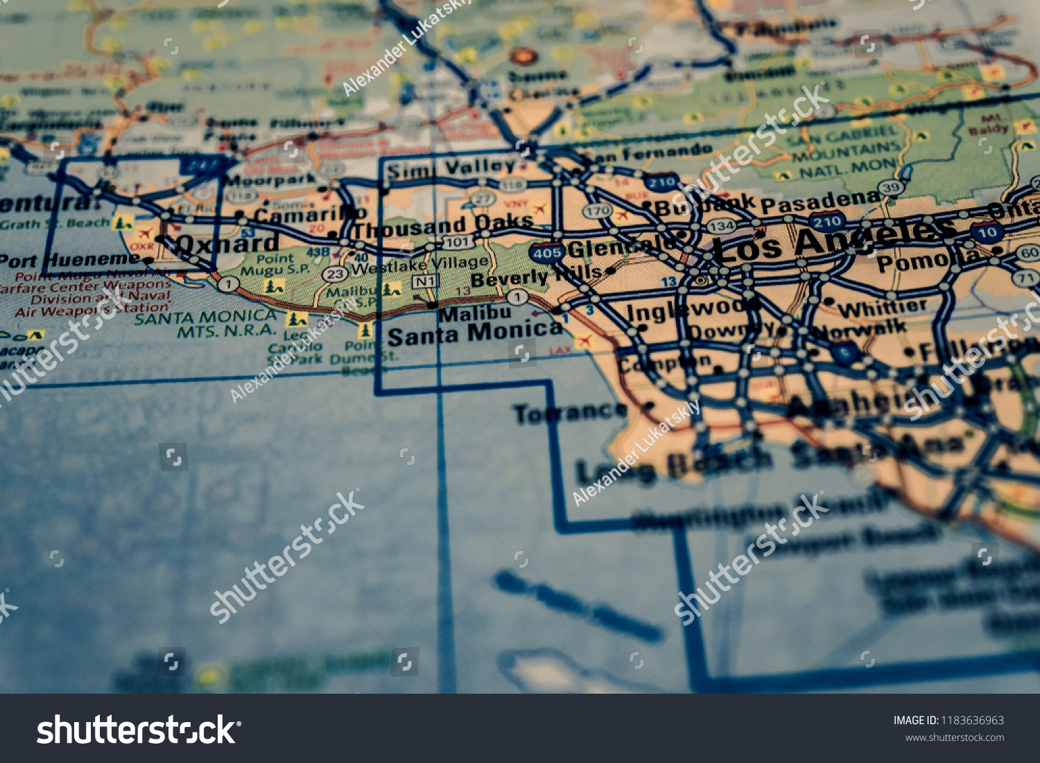 Los Angeles Usa Map Background Stock Photo 1183636963 | Shutterstock