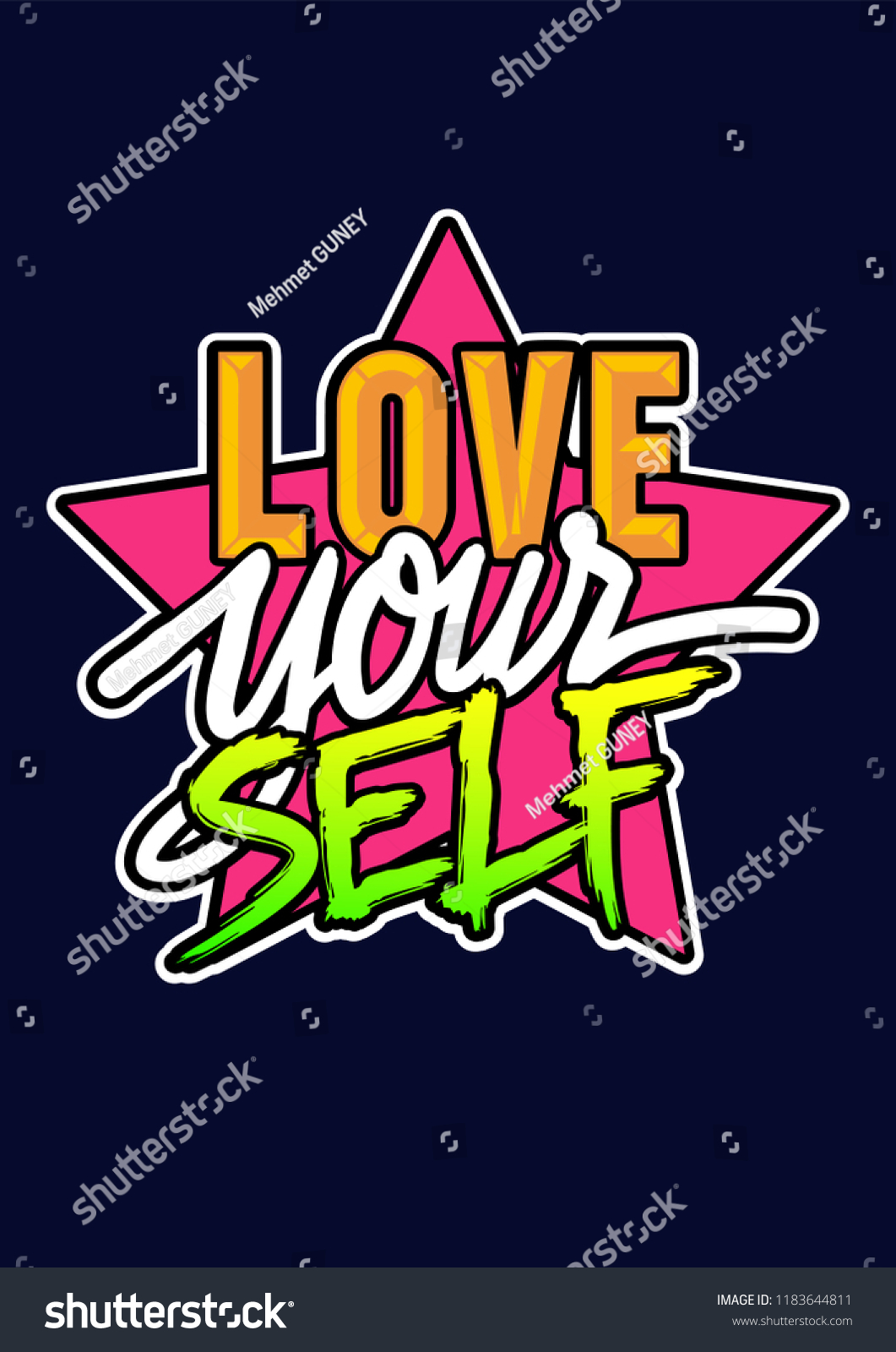 Love Yourself Slogan Girl Cute Sweet Stock Vector (Royalty Free