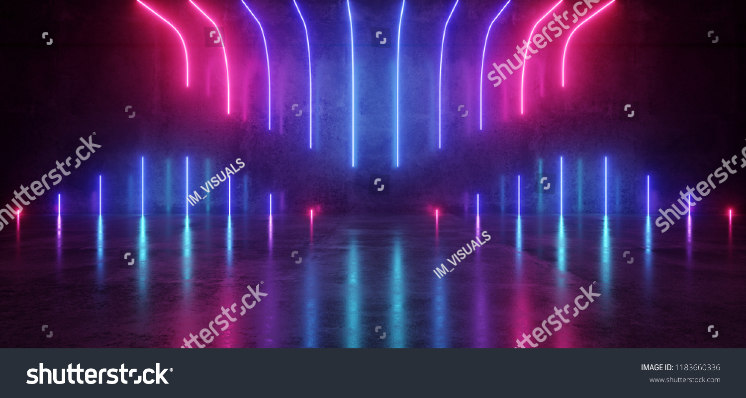 Futuristic Scifi Modern Empty Stage Reflective Stock Illustration 