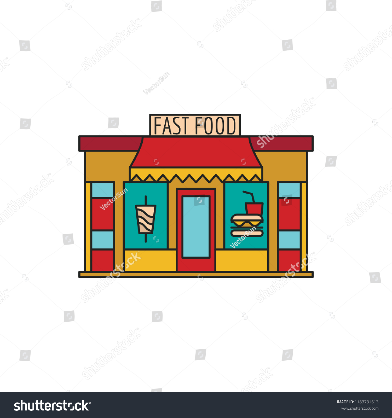 Fast Food Store Icon Cartoon Fast Stock Vector (Royalty Free