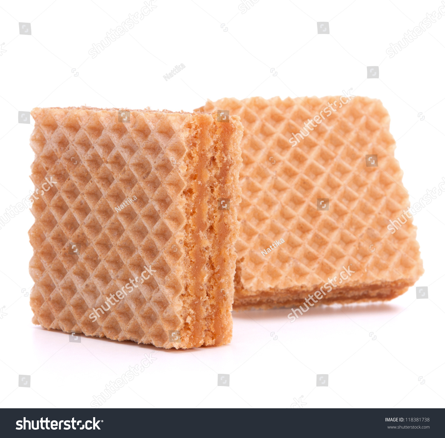 Wafers Honeycomb Waffles Isolated On White Stock Photo 118381738 ...