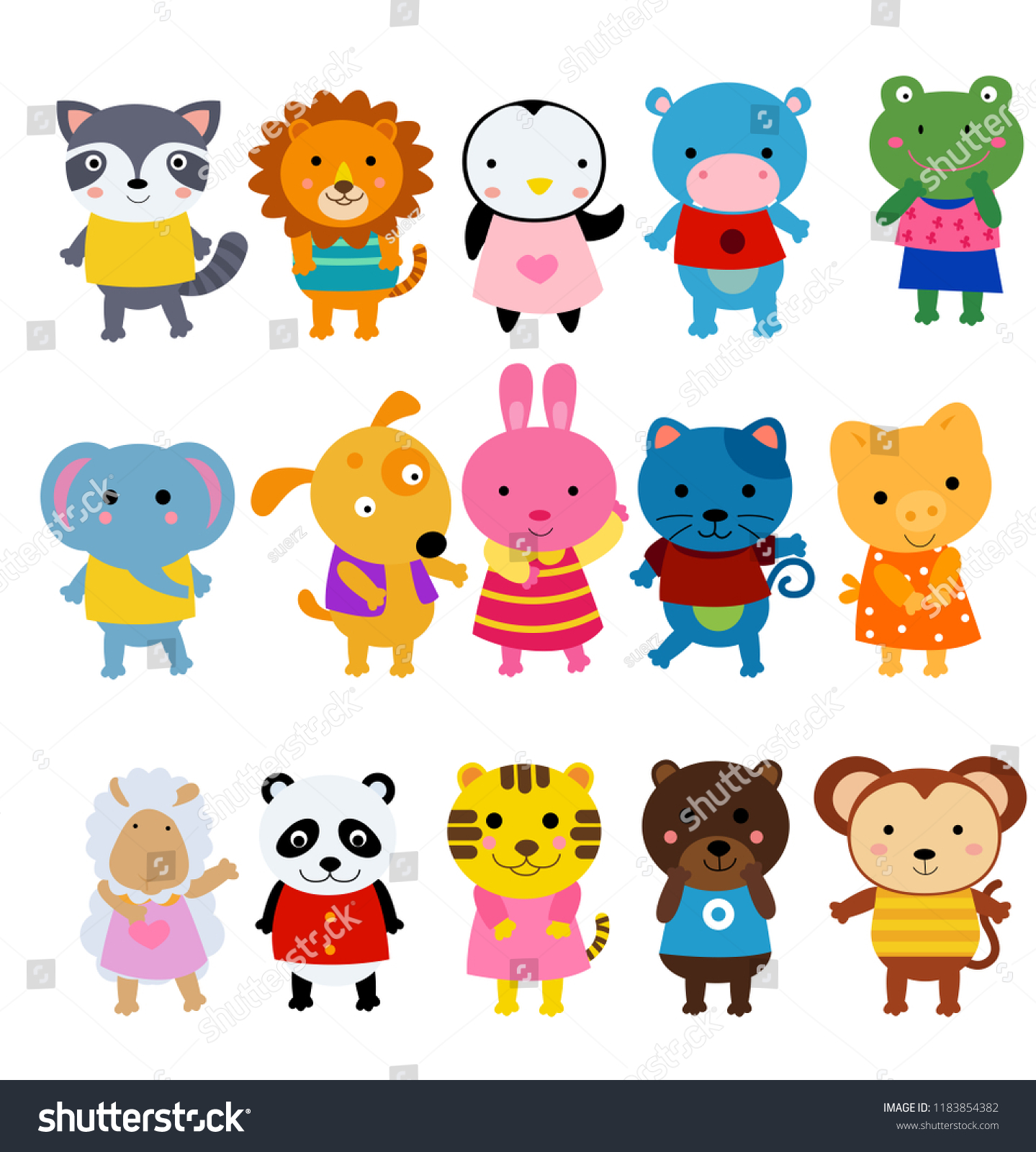 Happy Group Animals Stock Vector (Royalty Free) 1183854382 | Shutterstock
