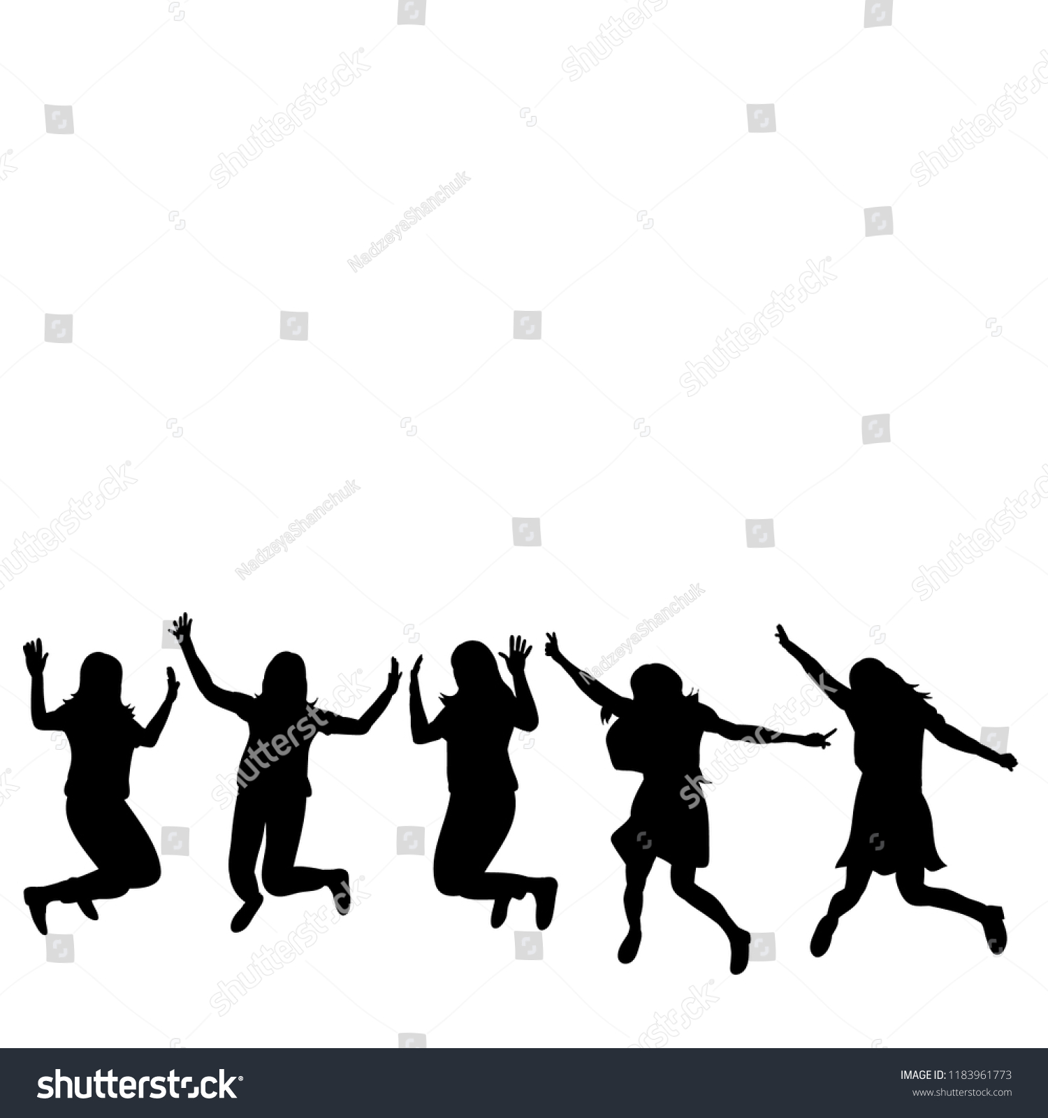 Silhouette Set Girl Jumping Stock Vector Royalty Free 1183961773 Shutterstock