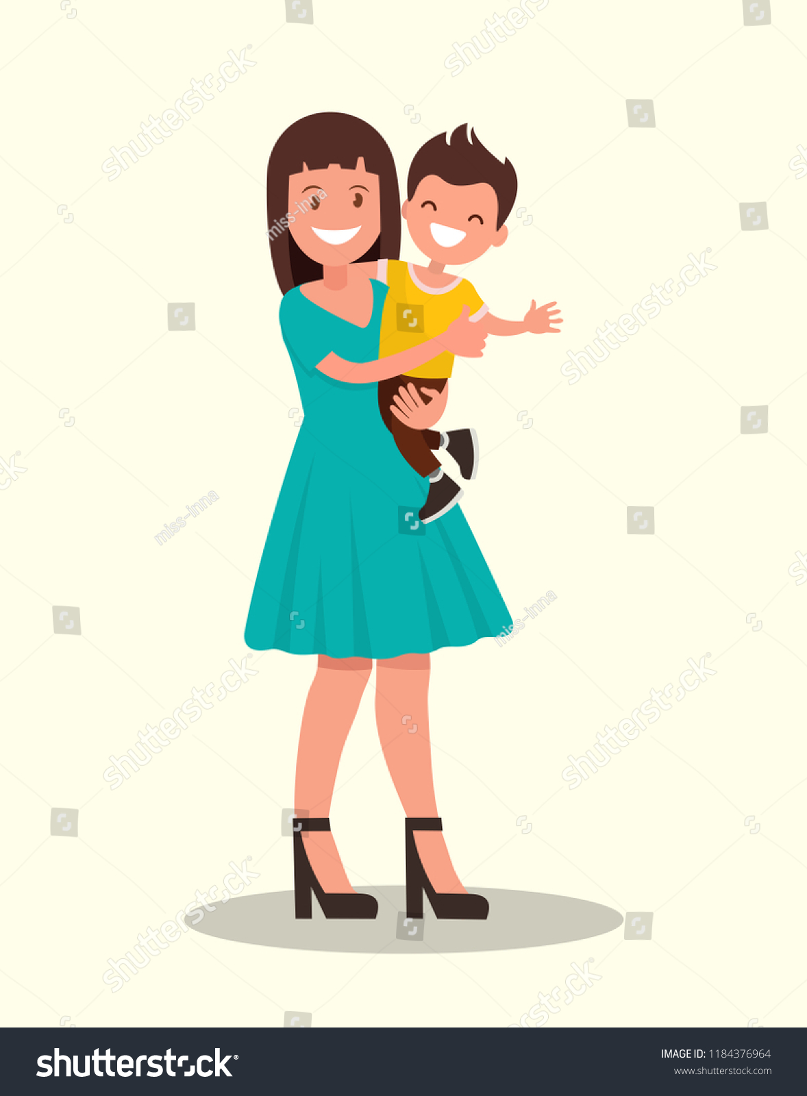 Happy Mother Holding His Son Vector Stock Vector (Royalty Free ...