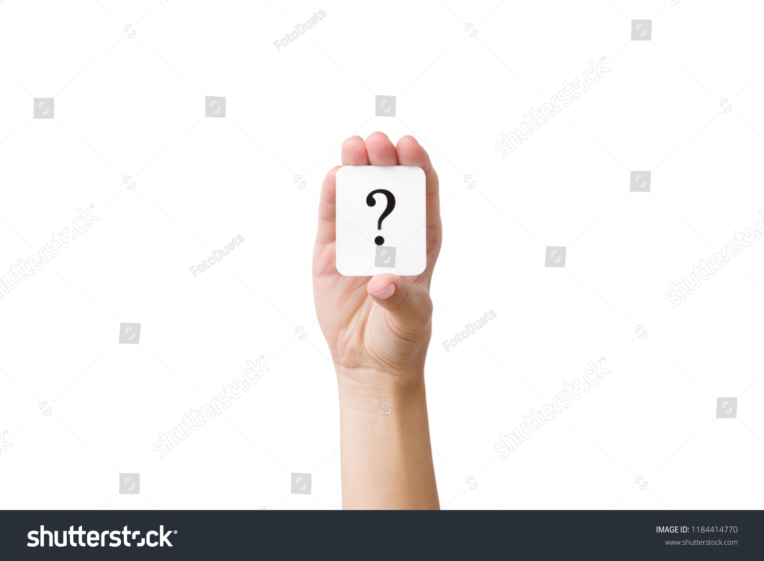 Womans Hand Showing Card Question Mark Stock Photo 1184414770 ...